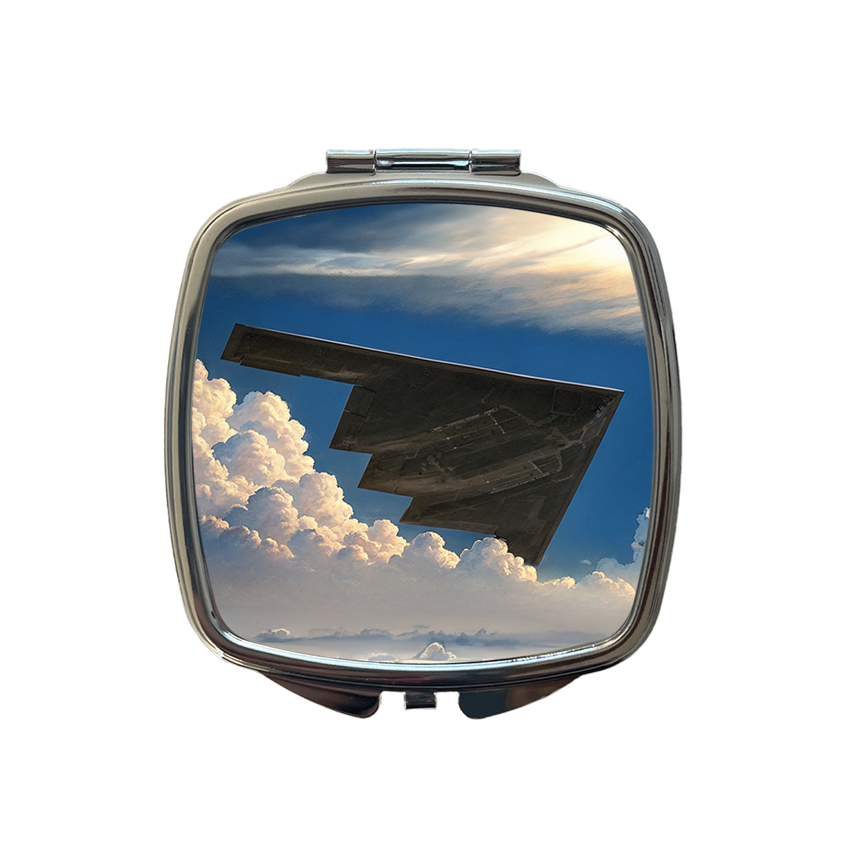 B-2 Spirit Stealth Bomber Airplane In Flight Illustration Small Travel Purse Handbag Pocket Makeup Compact Mirror