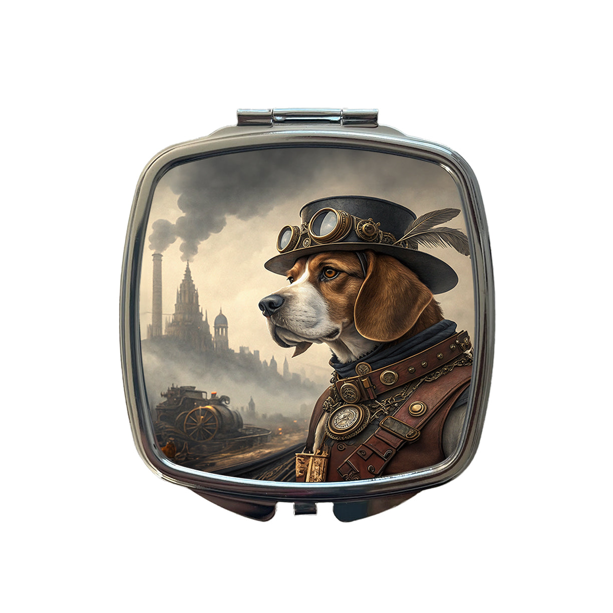 Beagle Dog Steampunk Small Travel Purse Handbag Pocket Makeup Compact Mirror