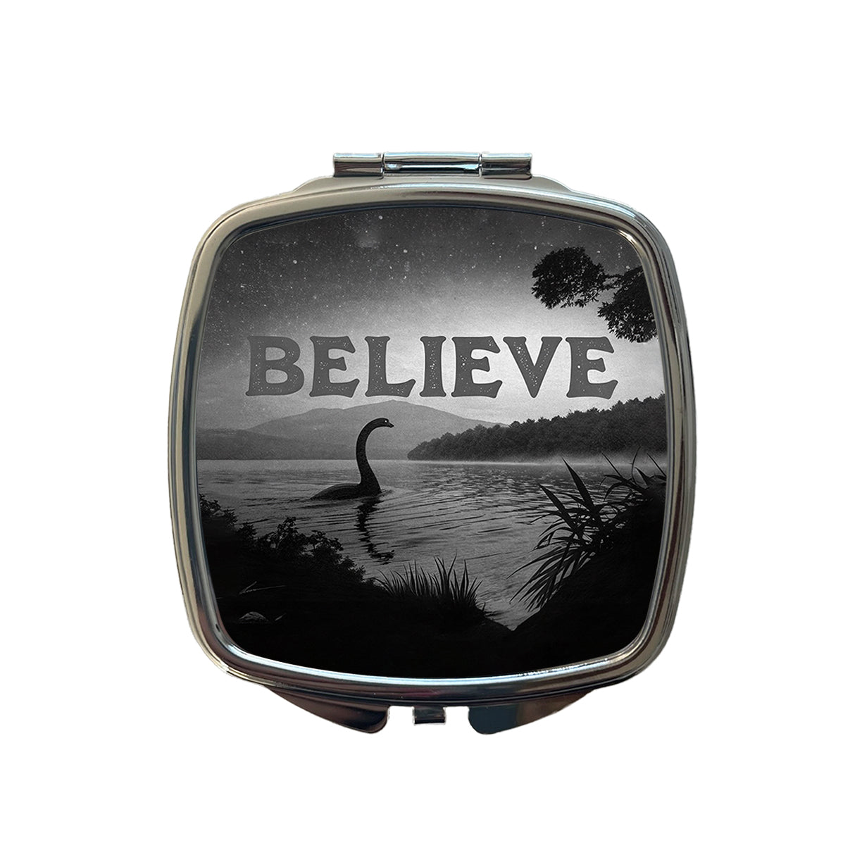 Believe Loch Ness Monster Fantasy Creatures Small Travel Purse Handbag Pocket Makeup Compact Mirror