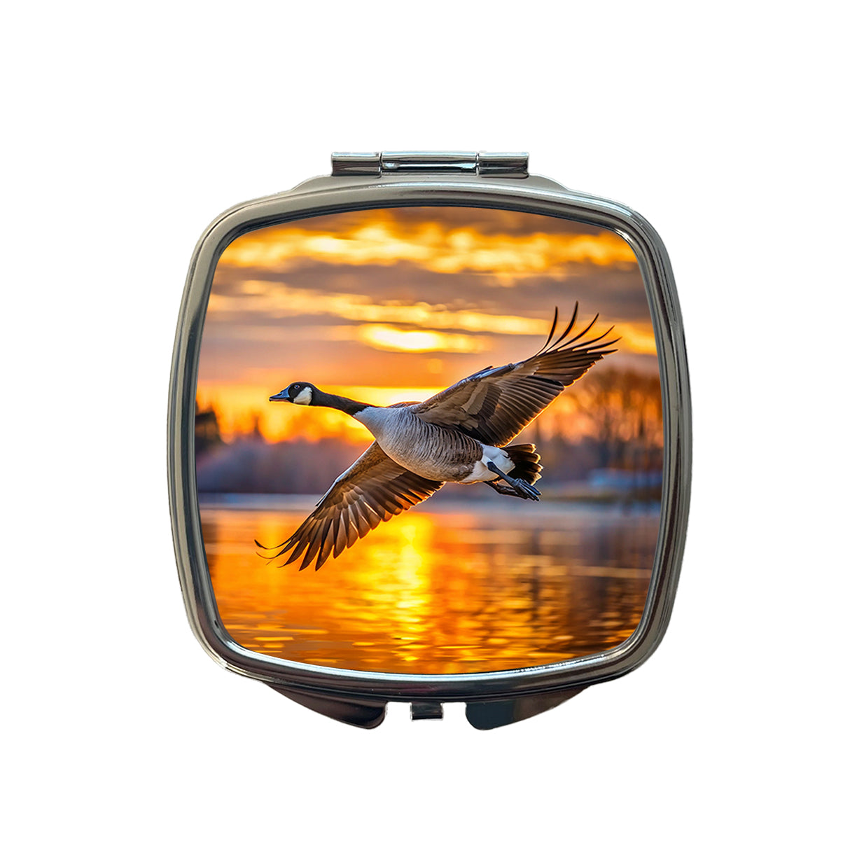 Canada Canadian Goose In Flight At Sunset Small Travel Purse Handbag Pocket Makeup Compact Mirror
