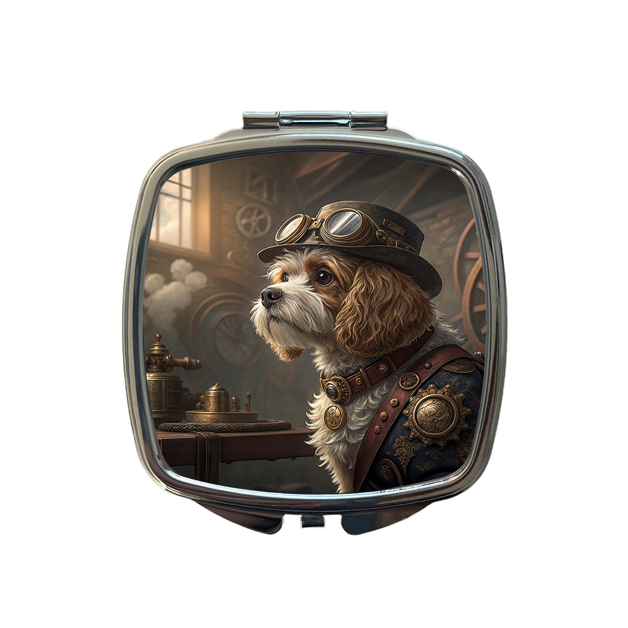 Cavapoo Dog Steampunk Small Travel Purse Handbag Pocket Makeup Compact Mirror