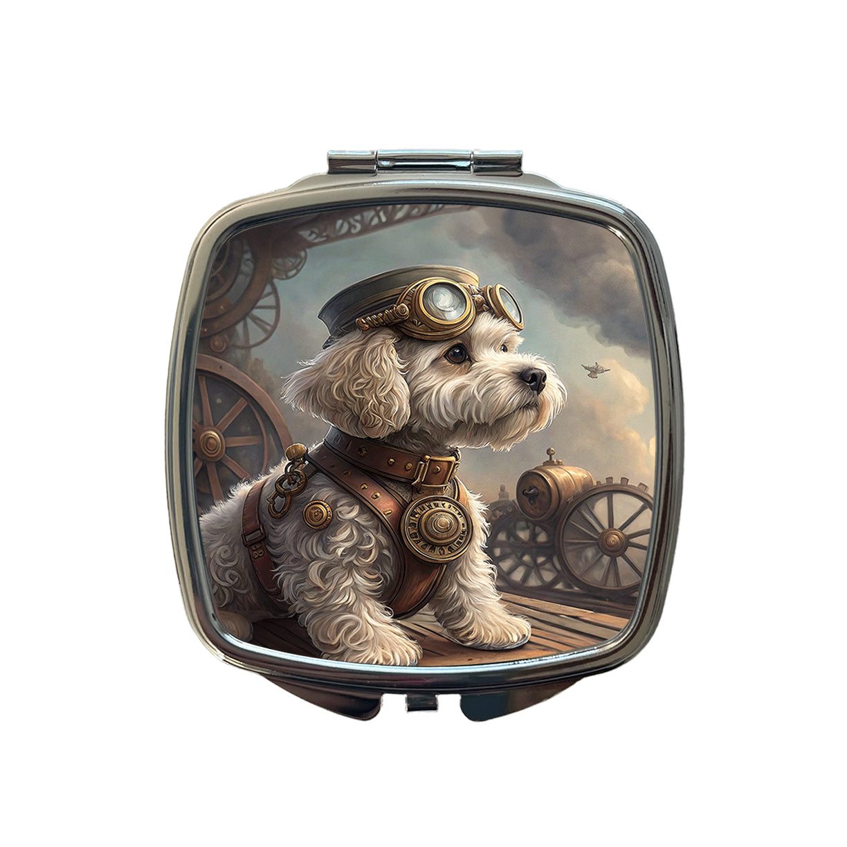 Cockapoo Dog Steampunk Small Travel Purse Handbag Pocket Makeup Compact Mirror