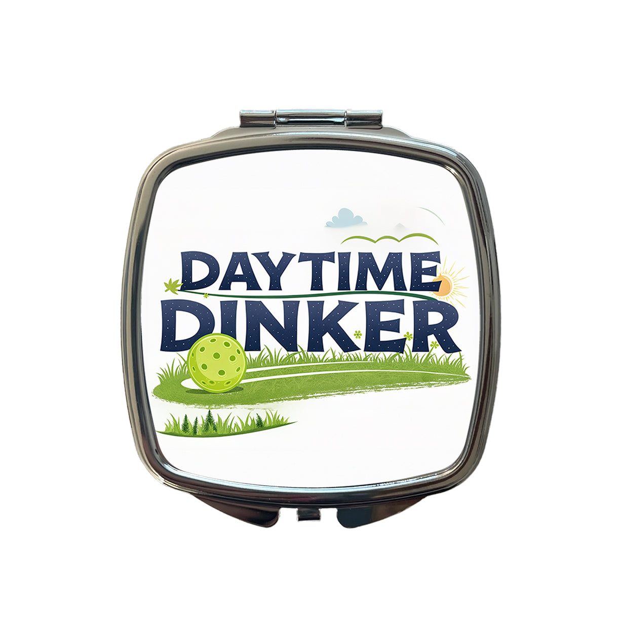 Daytime Dinker Pickleball Funny Saying Small Travel Purse Handbag Pocket Makeup Compact Mirror