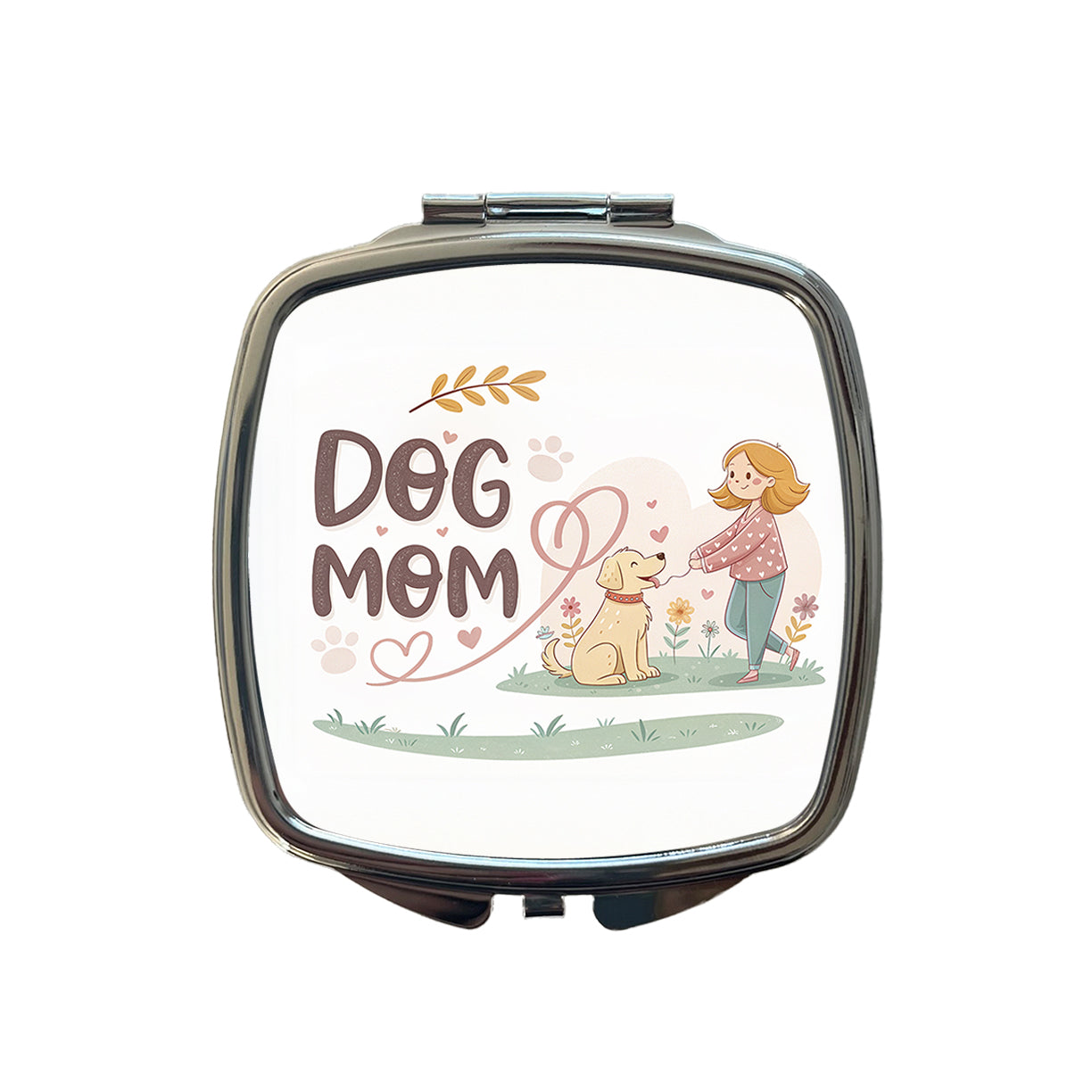 Dog Mom Cartoon Small Travel Purse Handbag Pocket Makeup Compact Mirror