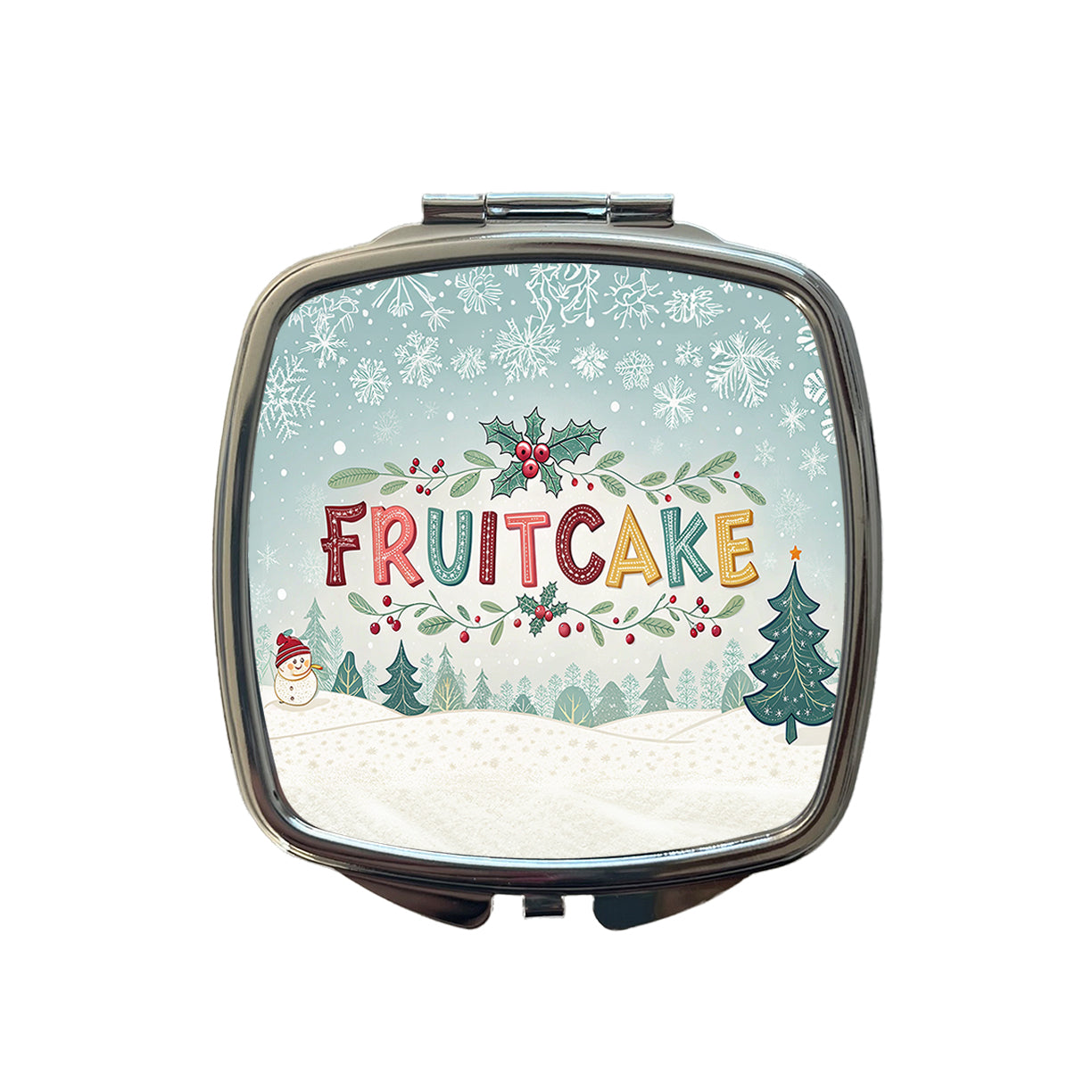 Fruitcake Holiday Fruitcake Crazy Funny Small Travel Purse Handbag Pocket Makeup Compact Mirror