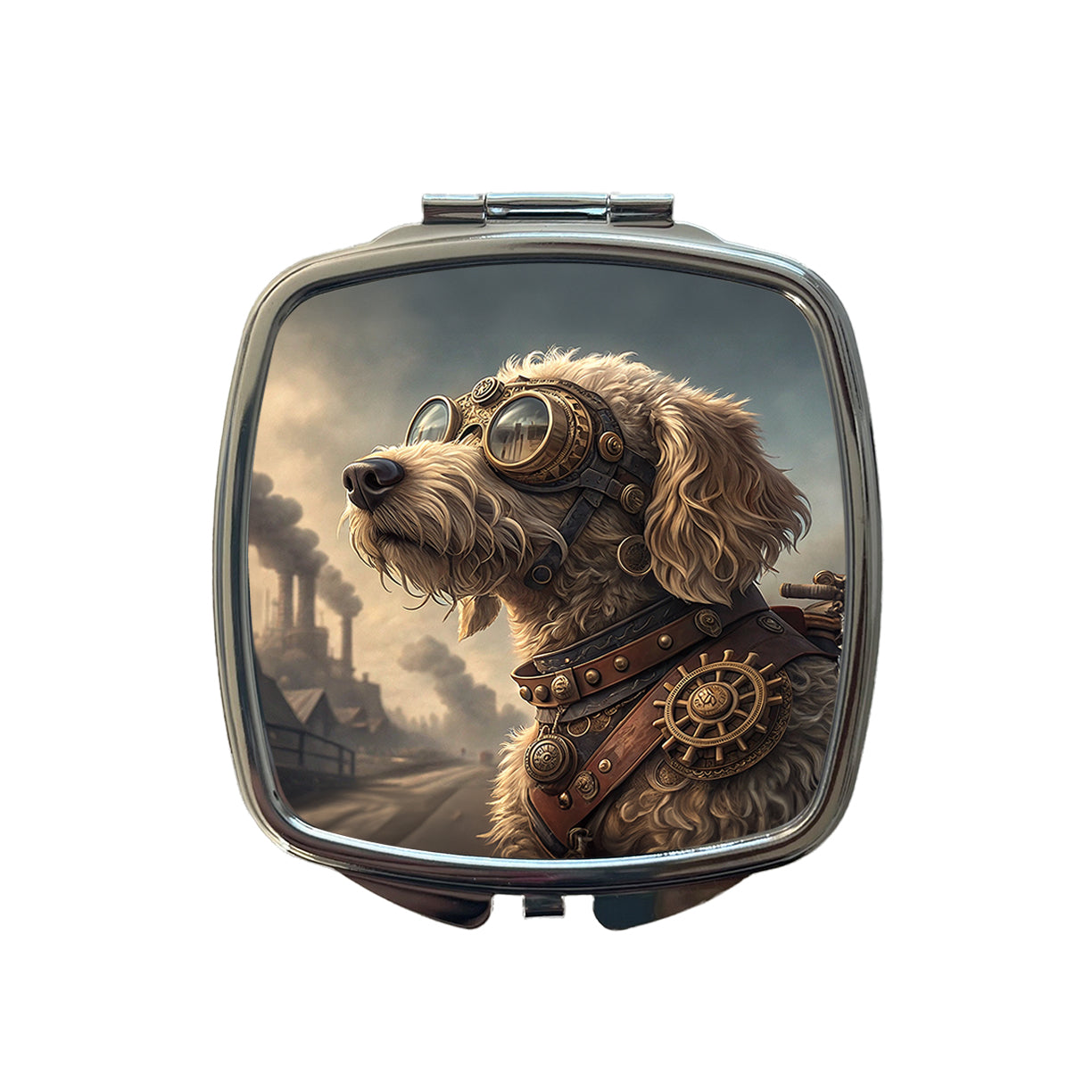 Goldendoodle Dog Steampunk Small Travel Purse Handbag Pocket Makeup Compact Mirror