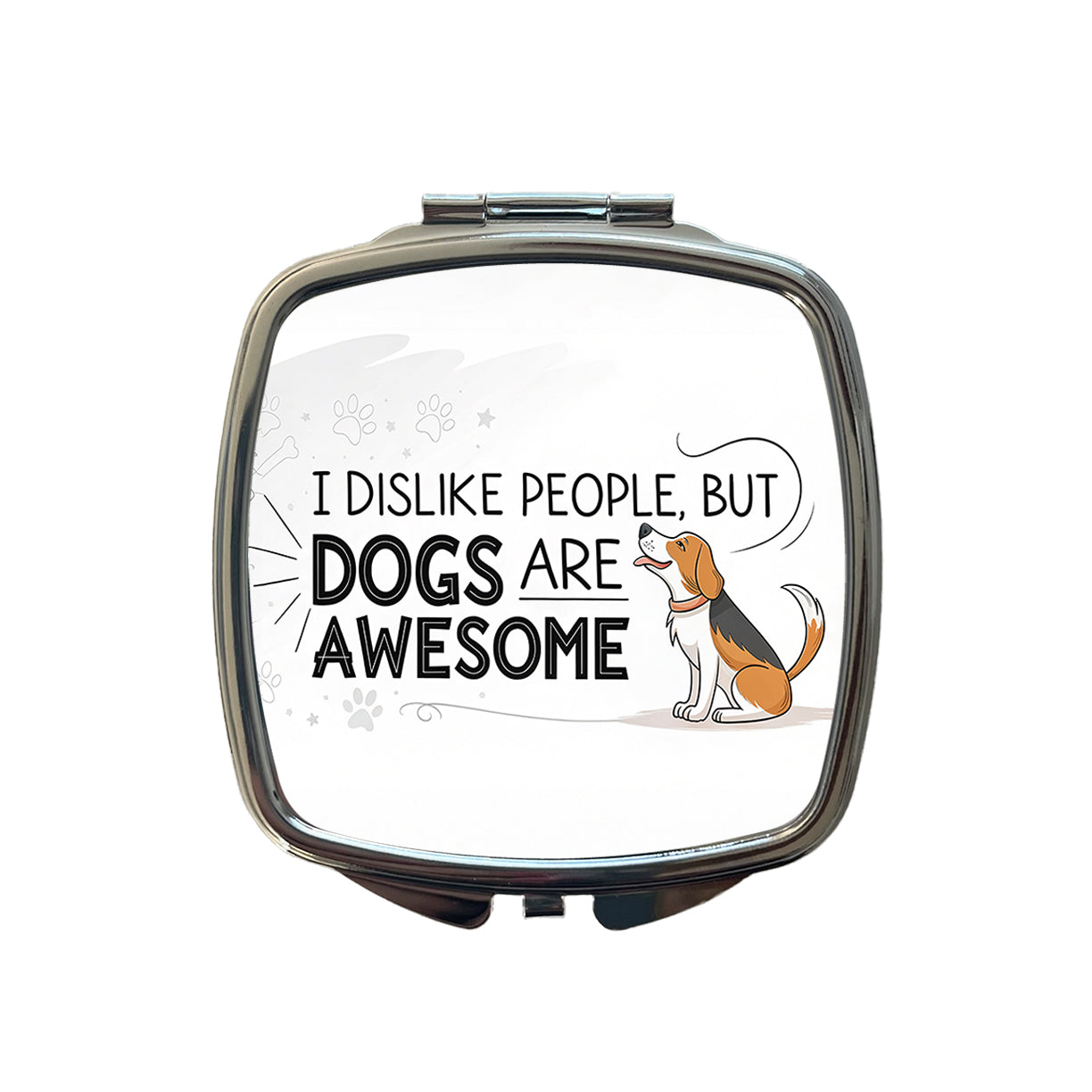 I Dislike People But Dogs Are Awesome Funny Small Travel Purse Handbag Pocket Makeup Compact Mirror