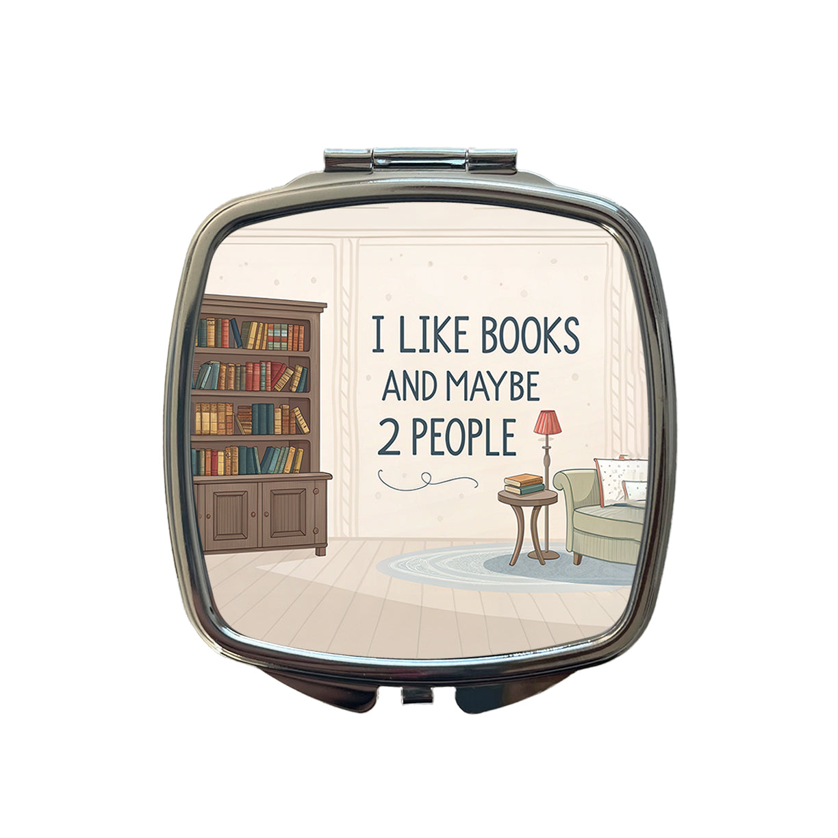 I Like Books And Maybe 2 People Funny Small Travel Purse Handbag Pocket Makeup Compact Mirror