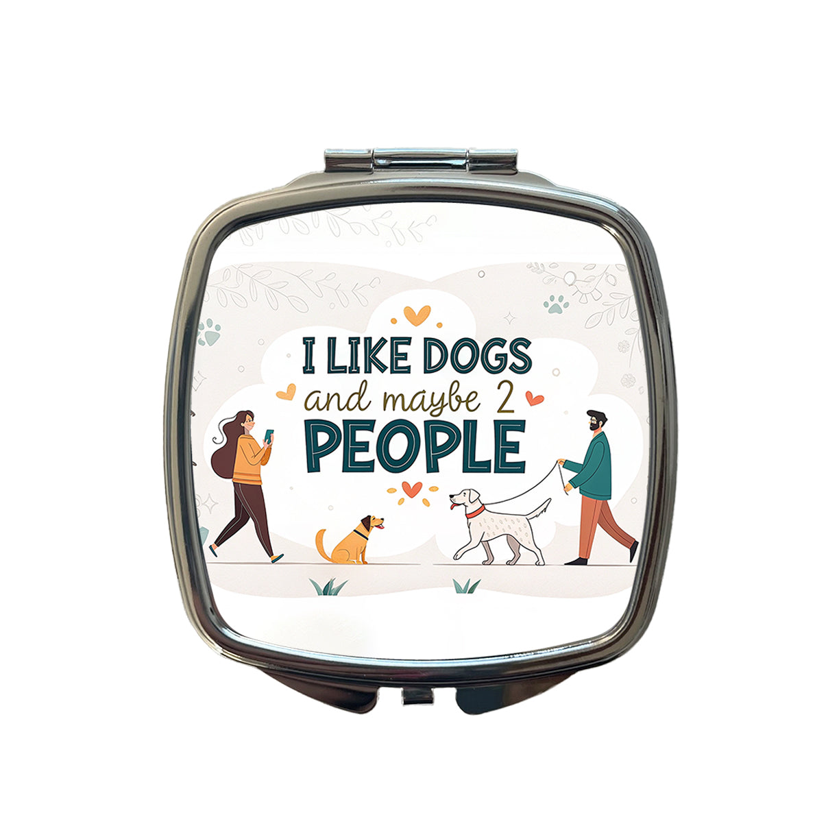 I Like Dogs And Maybe 2 People Funny Small Travel Purse Handbag Pocket Makeup Compact Mirror
