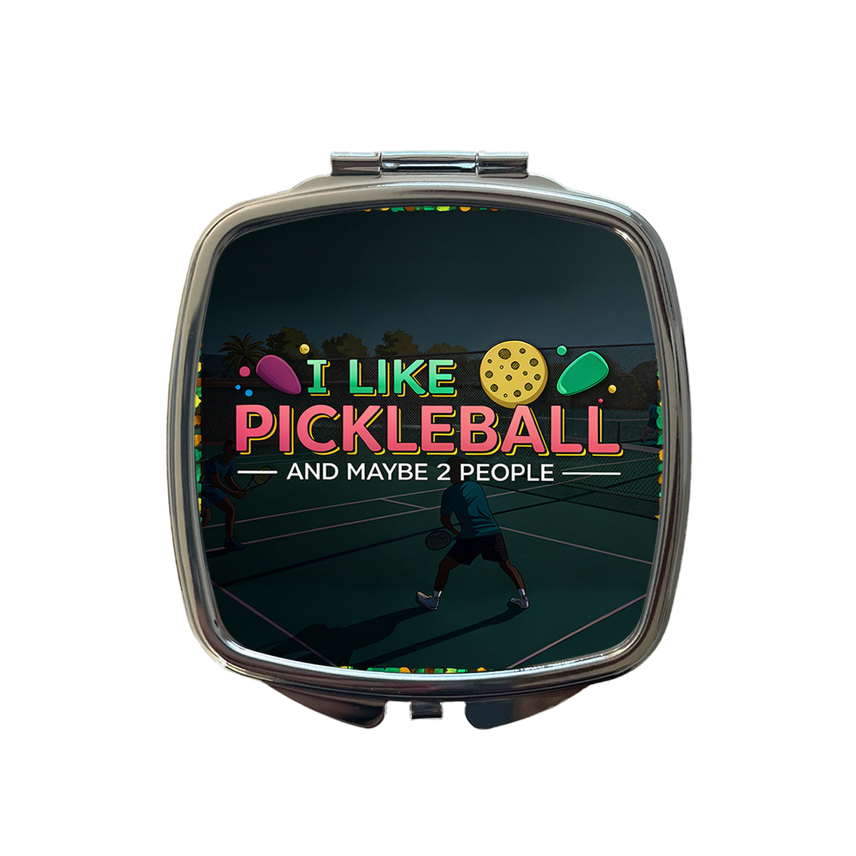 I Like Pickleball And Maybe 2 People Funny Small Travel Purse Handbag Pocket Makeup Compact Mirror