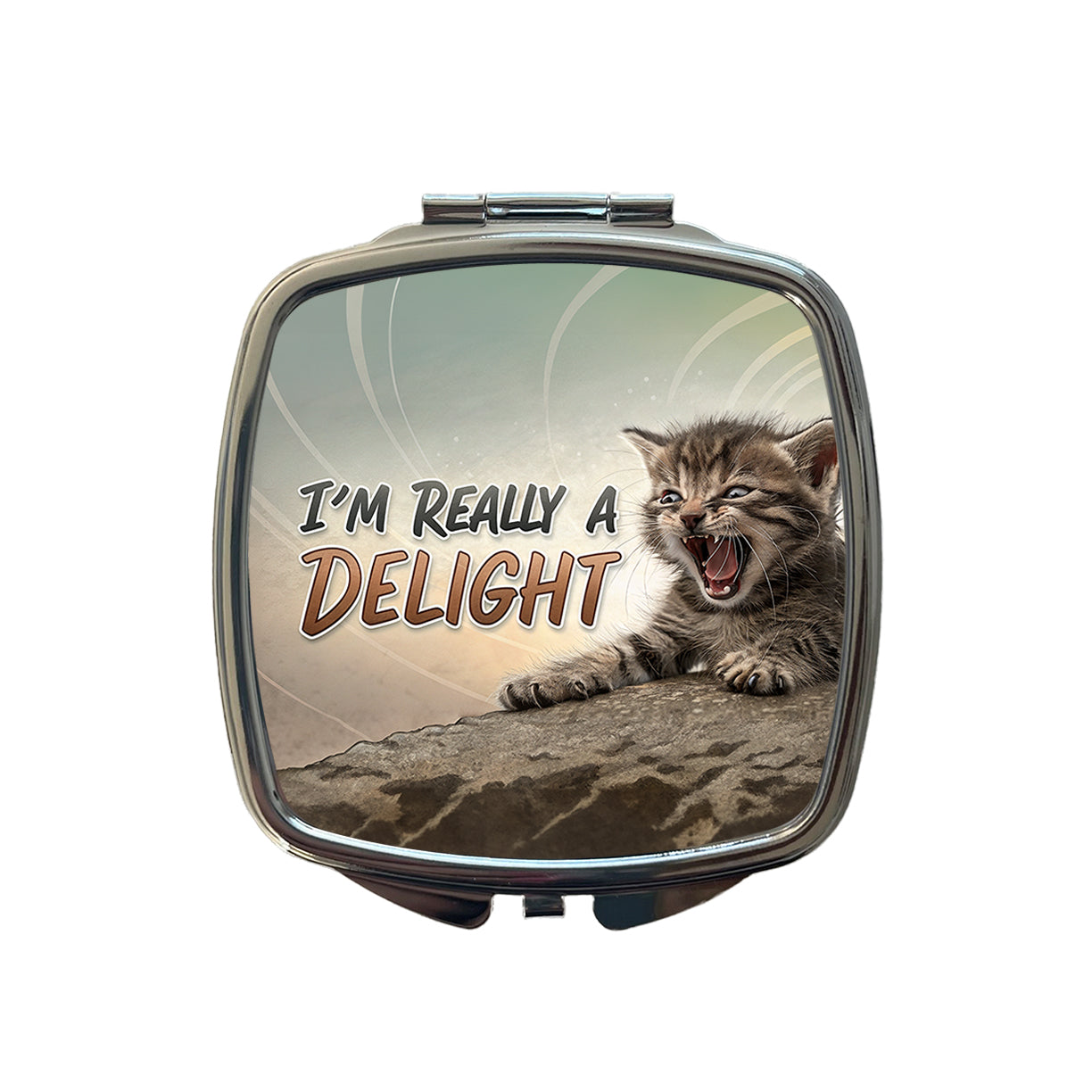 I'm Really a Delight Funny Angry Kitten Small Travel Purse Handbag Pocket Makeup Compact Mirror