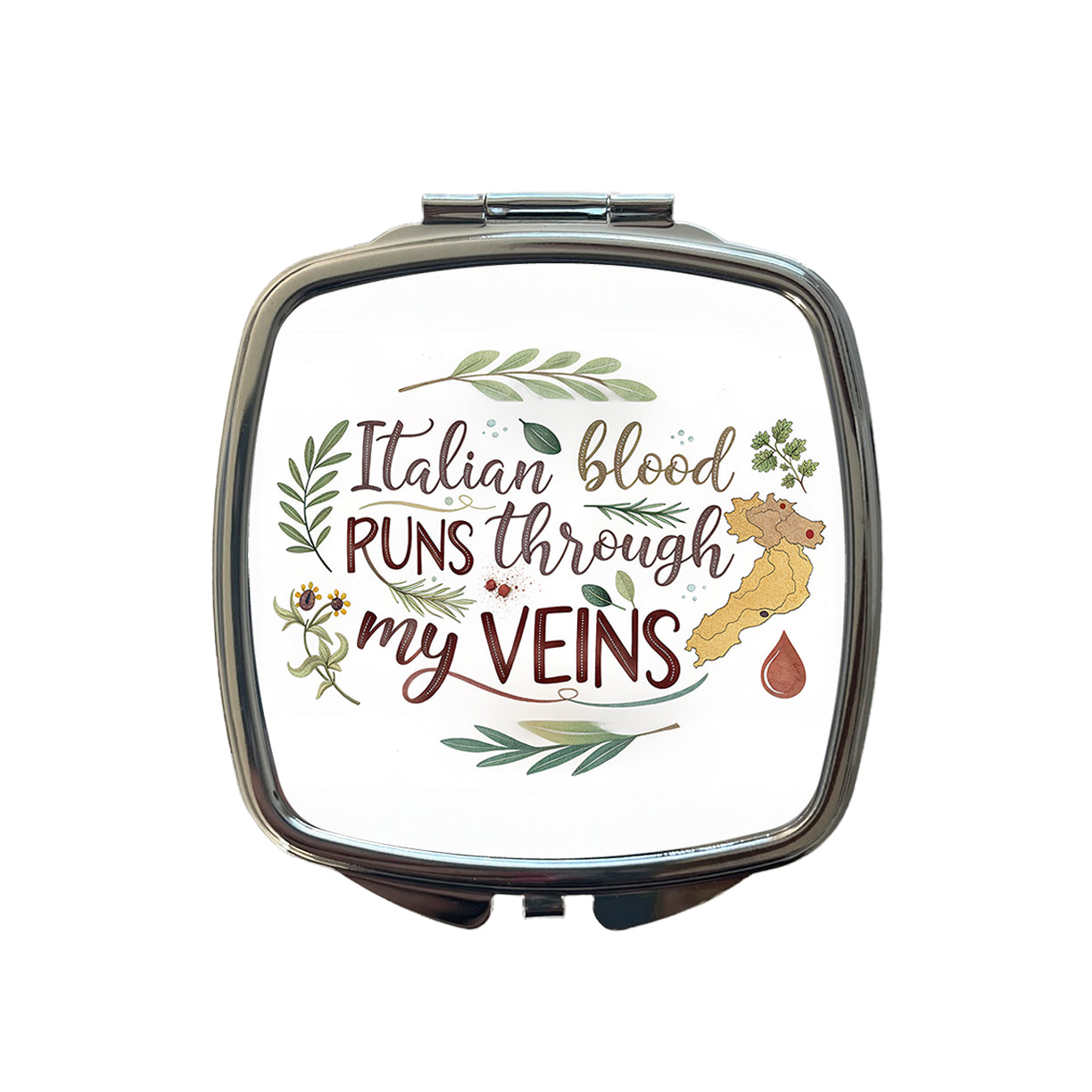 Italian Blood Runs Through My Veins Small Travel Purse Handbag Pocket Makeup Compact Mirror