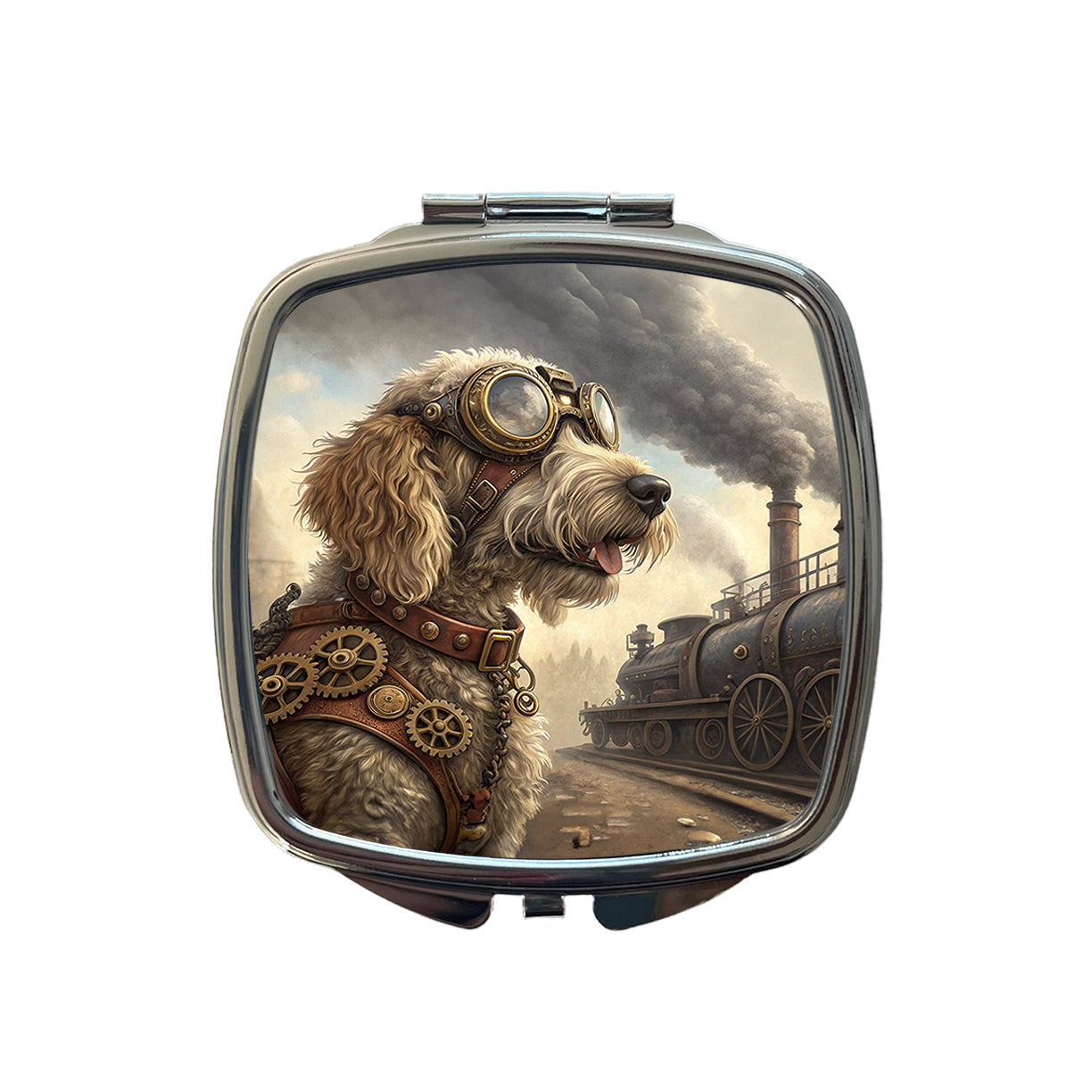 Labradoodle Dog Steampunk Small Travel Purse Handbag Pocket Makeup Compact Mirror