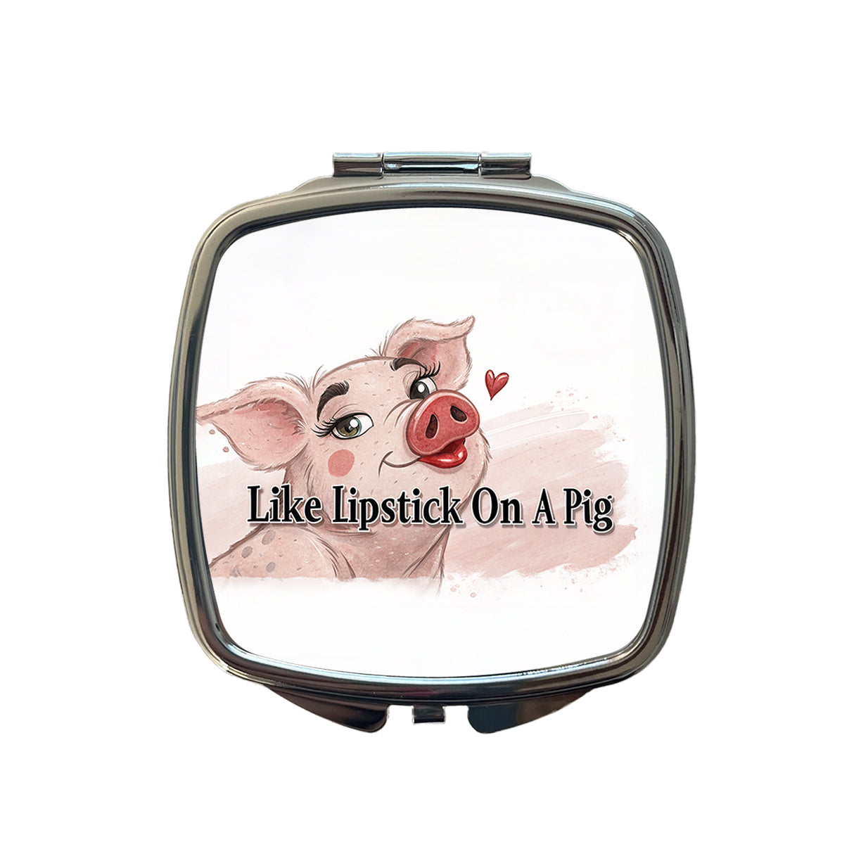 Like Lipstick On A Pig Funny Ugly Saying Small Travel Purse Handbag Pocket Makeup Compact Mirror
