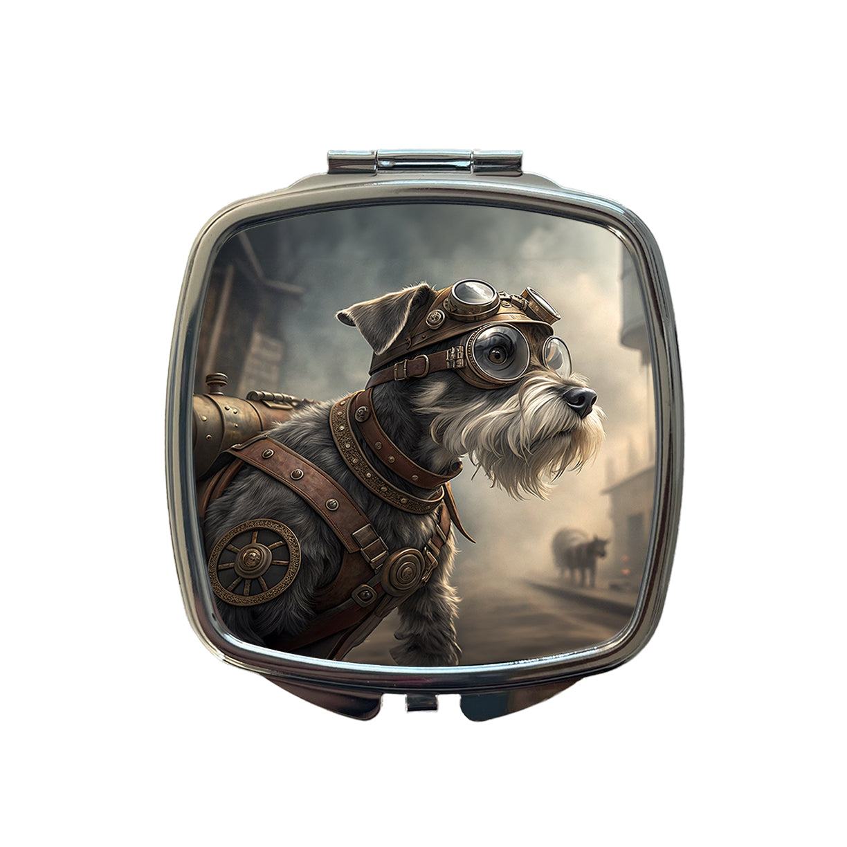 Miniature Schnauzer Dog Steampunk Small Travel Purse Handbag Pocket Makeup Compact Mirror