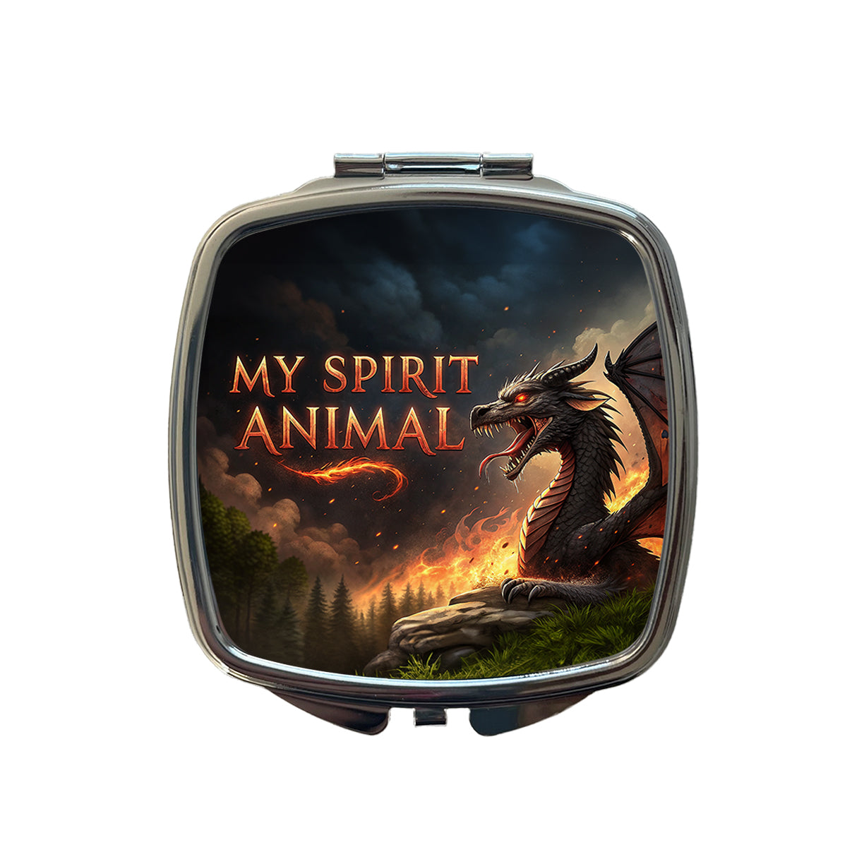 My Spirit Animal Fierce Dragon Funny Small Travel Purse Handbag Pocket Makeup Compact Mirror