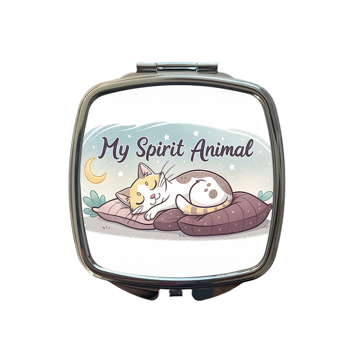 My Spirit Animal Sleeping Cat Funny Small Travel Purse Handbag Pocket Makeup Compact Mirror