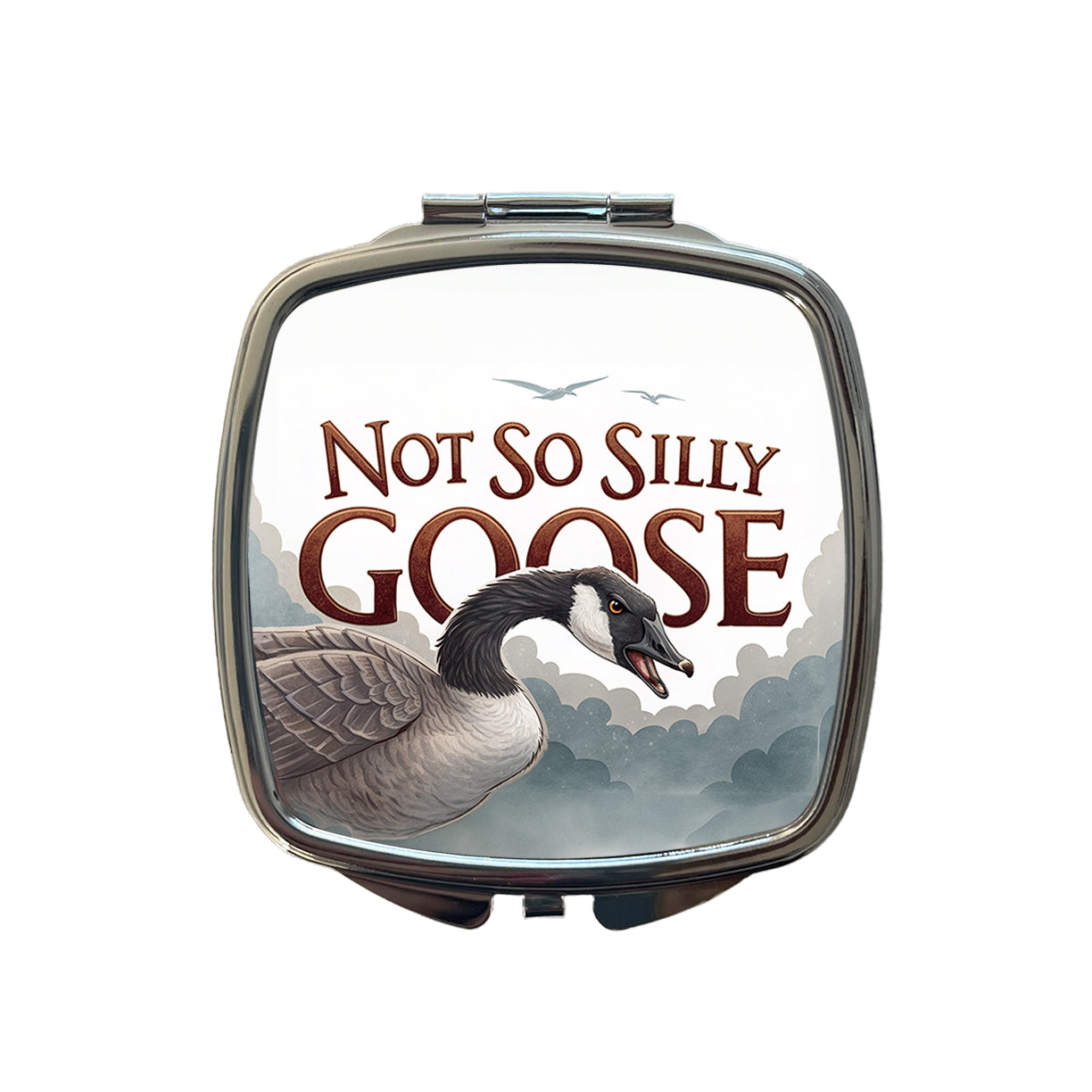 Not So Silly Goose Angry Canadian Goose Funny Small Travel Purse Handbag Pocket Makeup Compact Mirror
