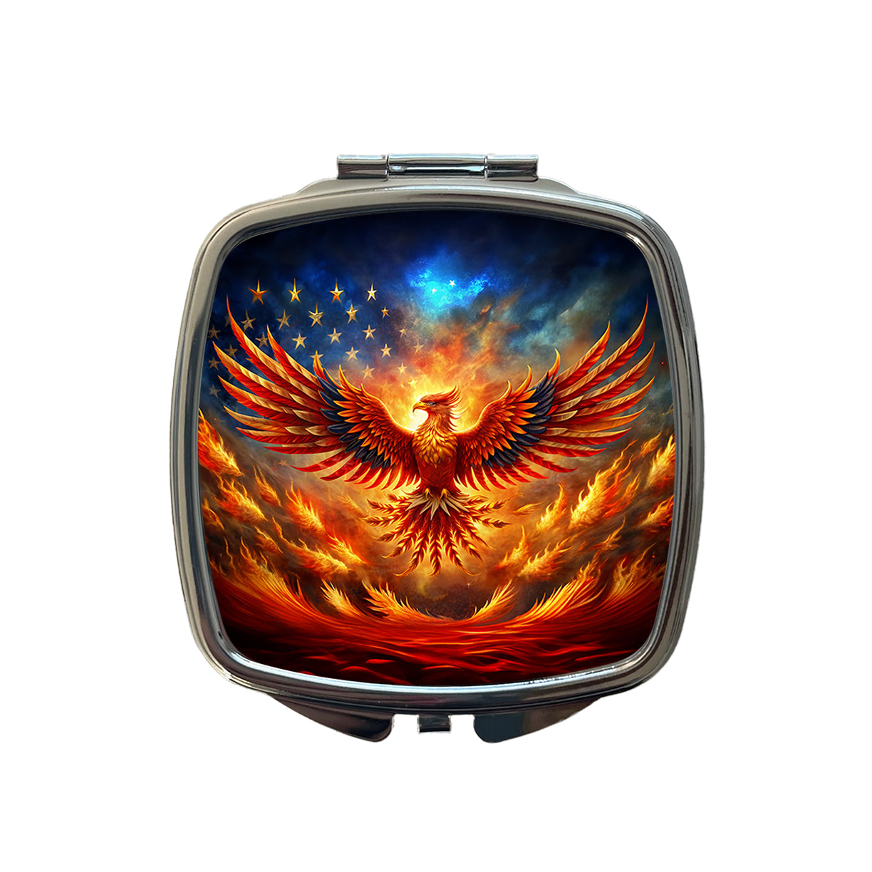Patriotic Phoenix Rising American Flag Small Travel Purse Handbag Pocket Makeup Compact Mirror