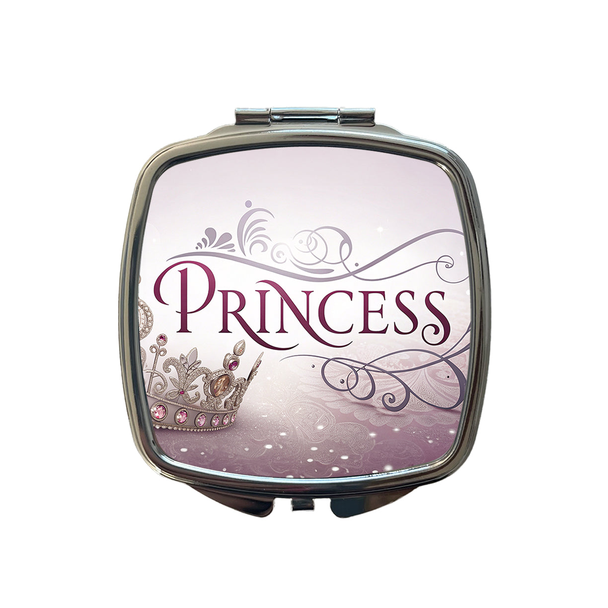 Princess Crown Tiara Royalty Funny Small Travel Purse Handbag Pocket Makeup Compact Mirror