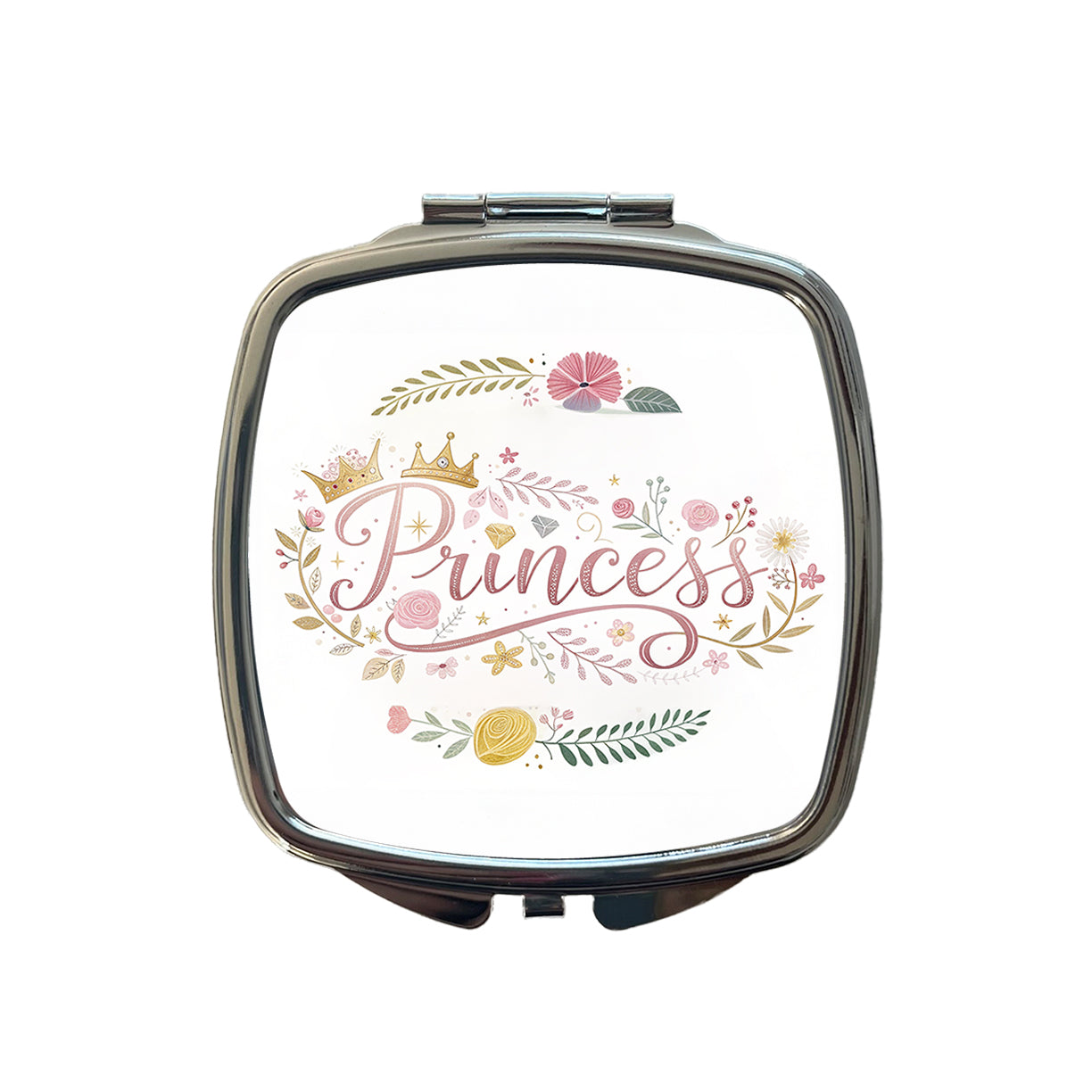 Princess Floral Cute Funny Small Travel Purse Handbag Pocket Makeup Compact Mirror