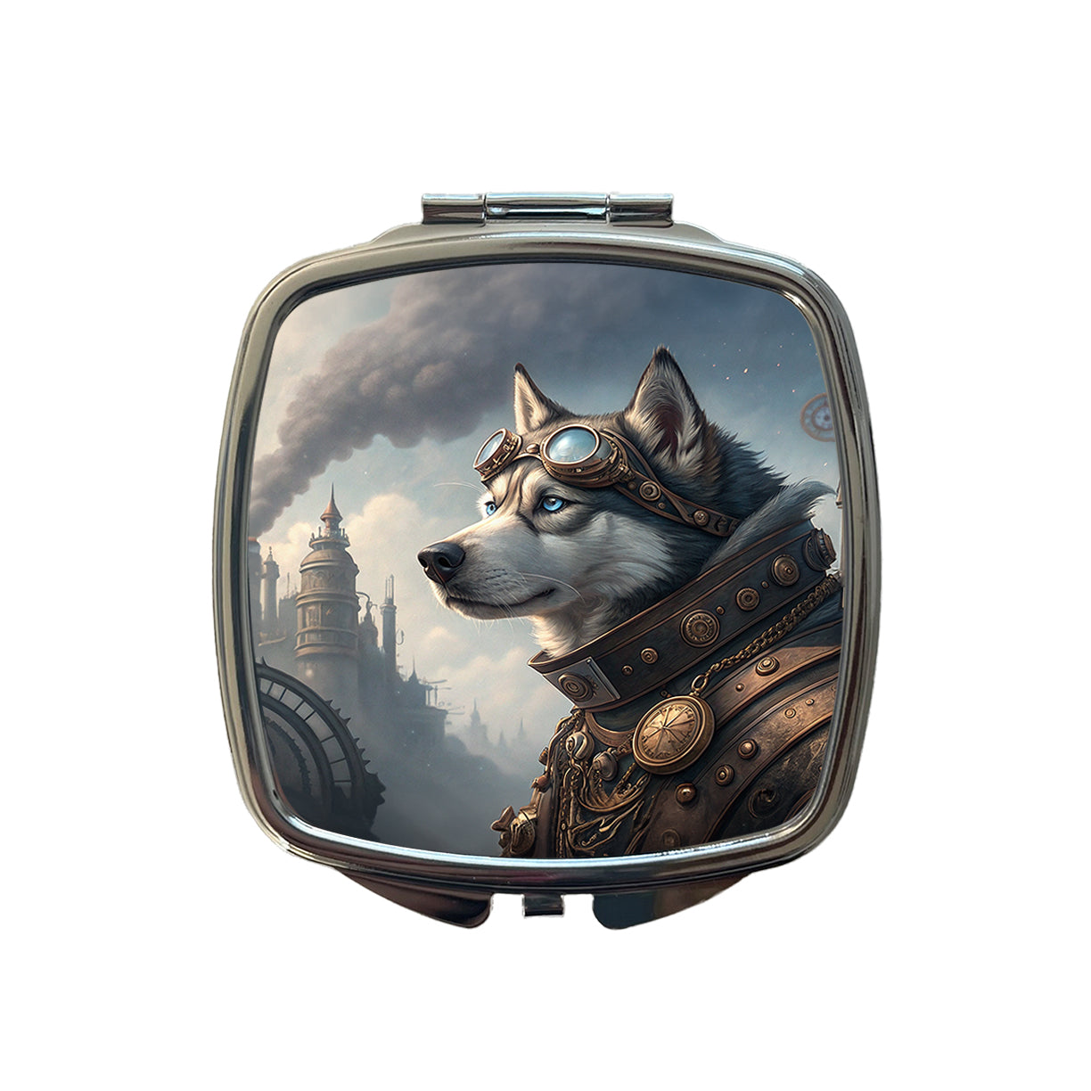 Siberian Husky Dog Steampunk Small Travel Purse Handbag Pocket Makeup Compact Mirror