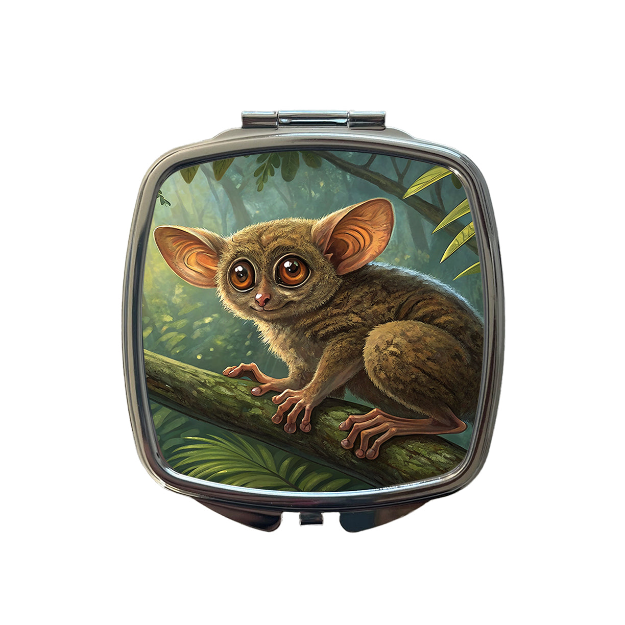 Tarsier Illustration Small Travel Purse Handbag Pocket Makeup Compact Mirror