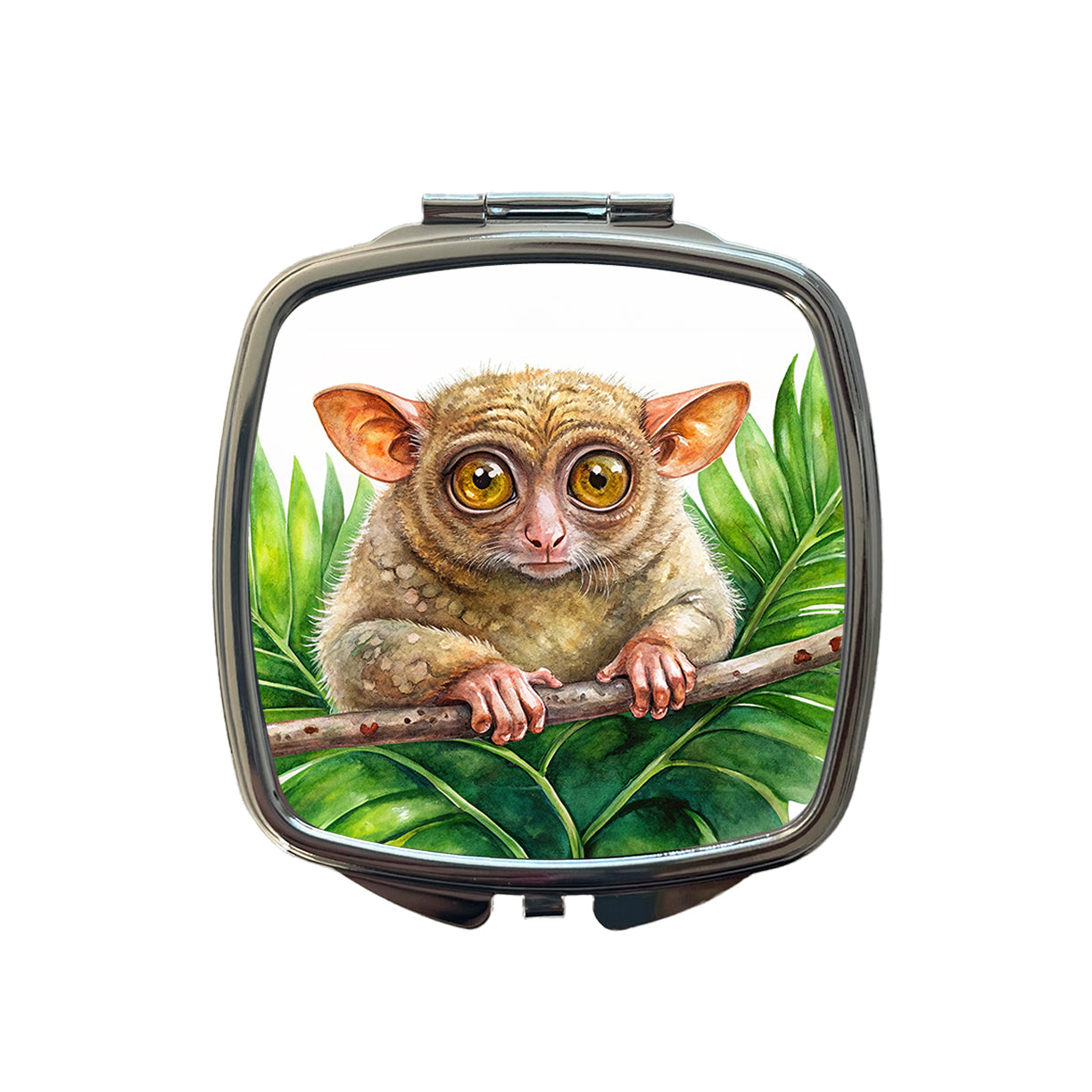 Tarsier Watercolor Small Travel Purse Handbag Pocket Makeup Compact Mirror