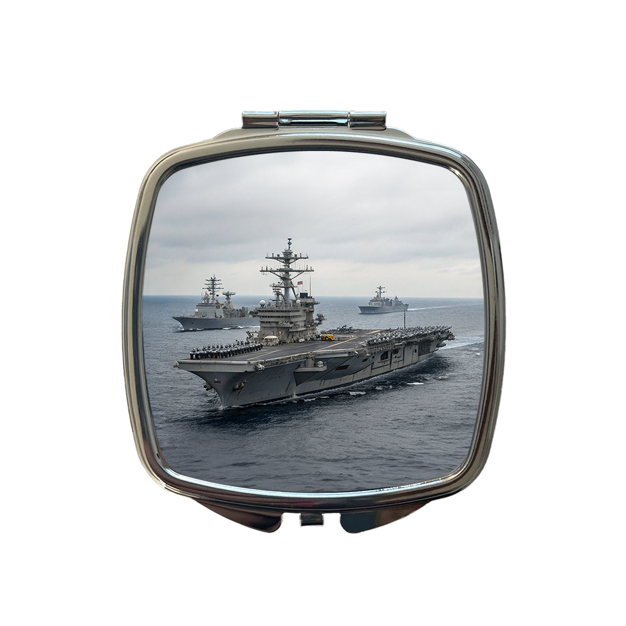US Navy Carrier Strike Group Escorts At Sea Small Travel Purse Handbag Pocket Makeup Compact Mirror
