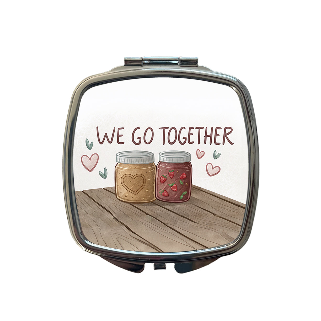 We Go Together Peanut Butter And Jelly Small Travel Purse Handbag Pocket Makeup Compact Mirror