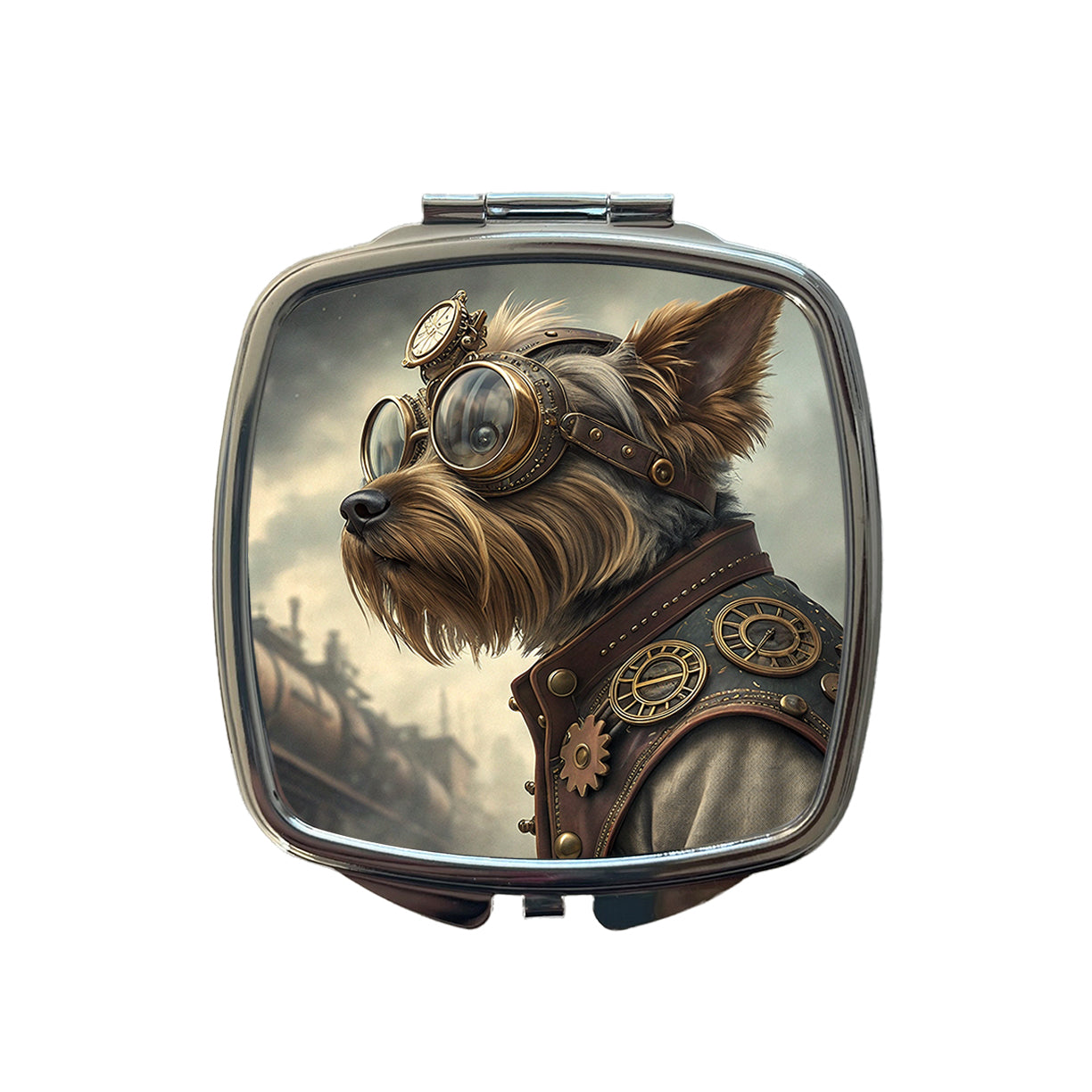 Yorkshire Terrier Yorkie Dog Steampunk Small Travel Purse Handbag Pocket Makeup Compact Mirror