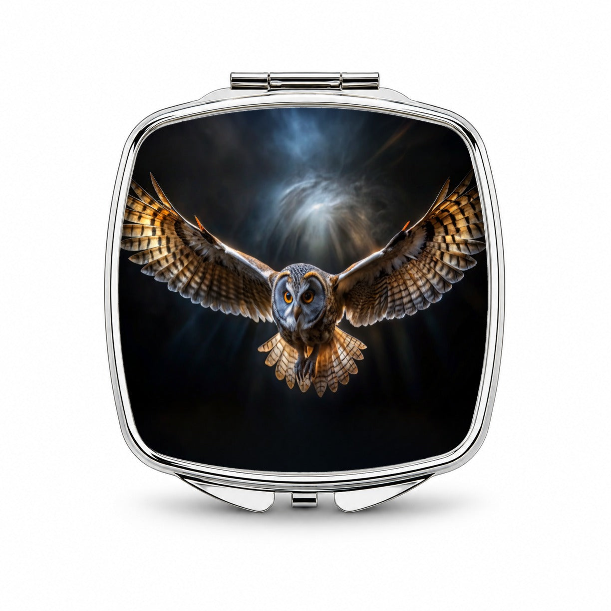 Barn Owl Flying At Night In The Dark Small Travel Purse Handbag Pocket Makeup Compact Mirror