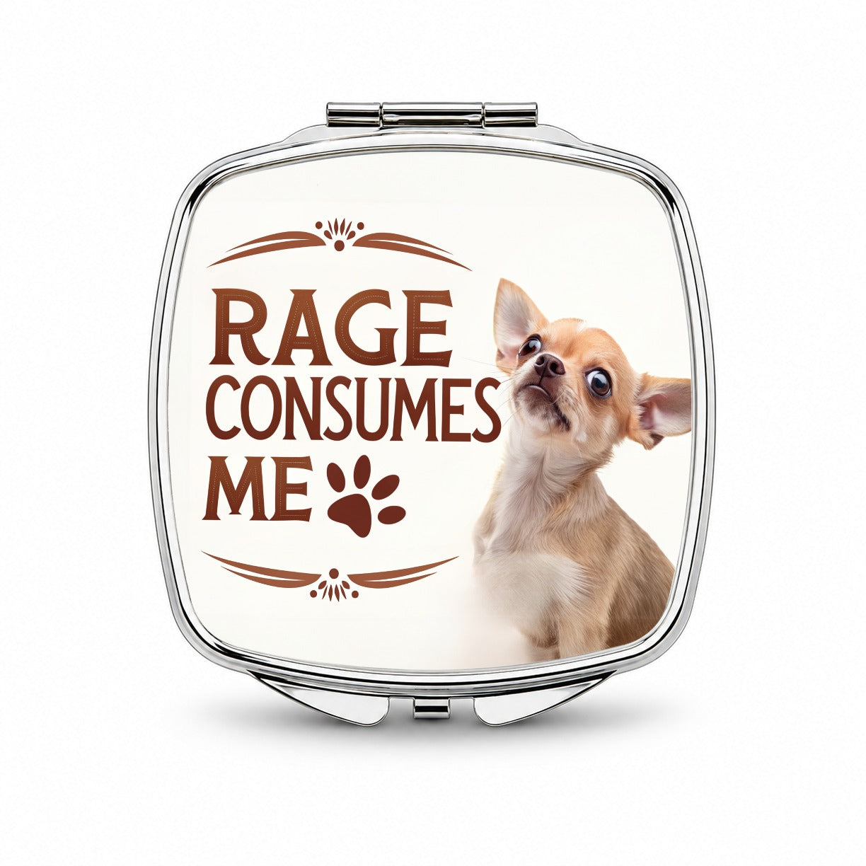 Rage Consumes Me Funny Cute Chihuahua Small Travel Purse Handbag Pocket Makeup Compact Mirror