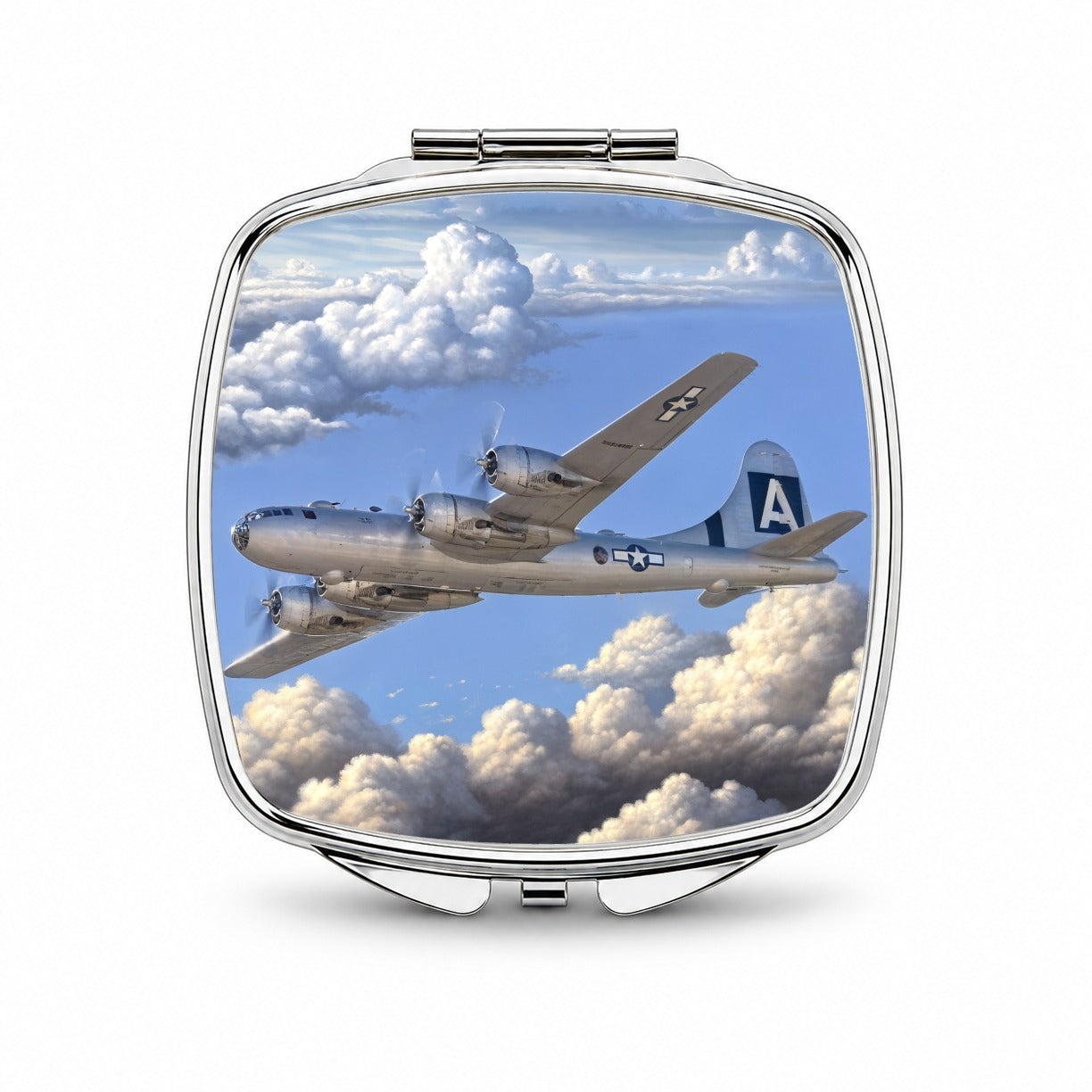B-29 Superfortress Bomber WWII United States Air Force Heavy Bomber Small Travel Purse Handbag Pocket Makeup Compact Mirror