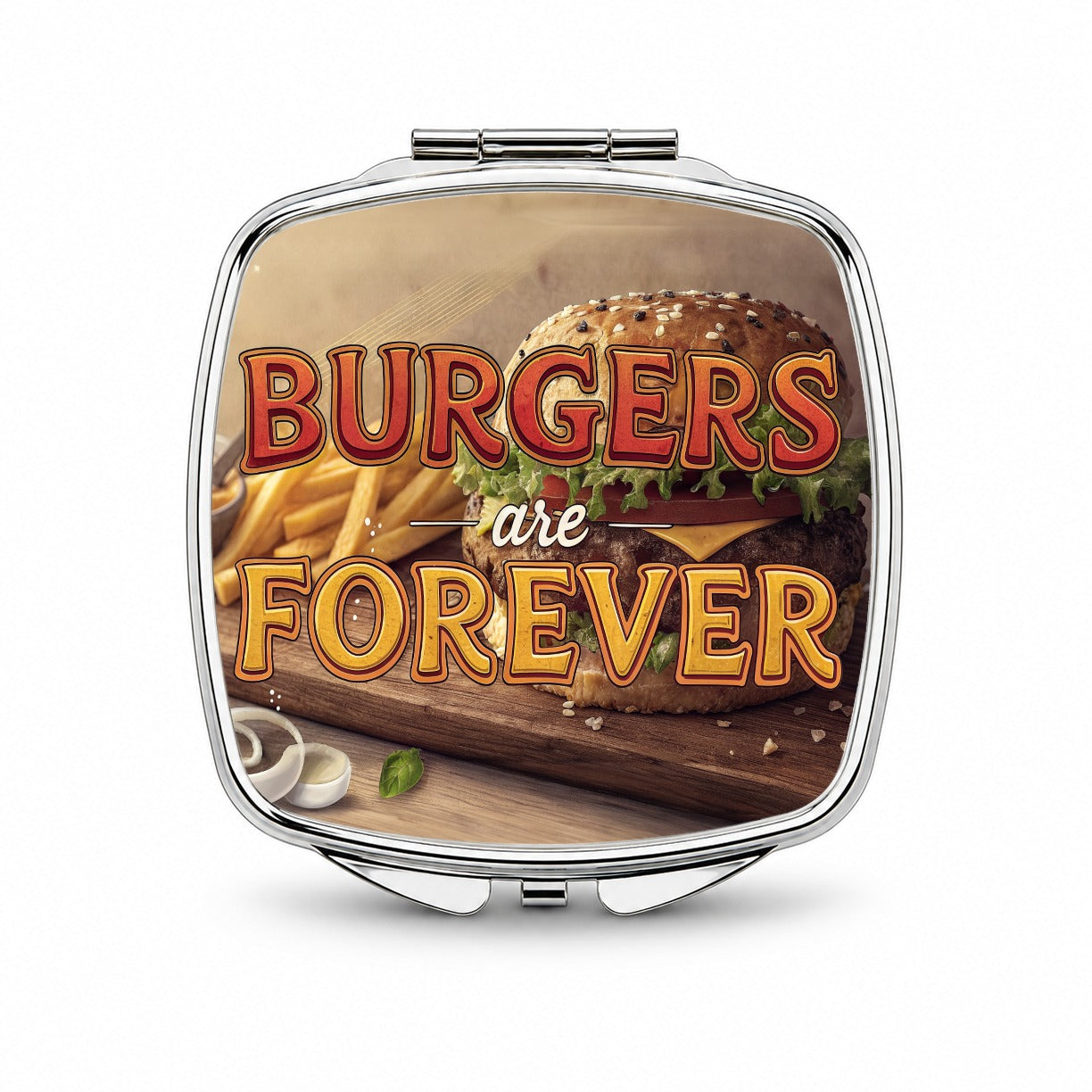 Burgers Are Forever Funny Small Travel Purse Handbag Pocket Makeup Compact Mirror