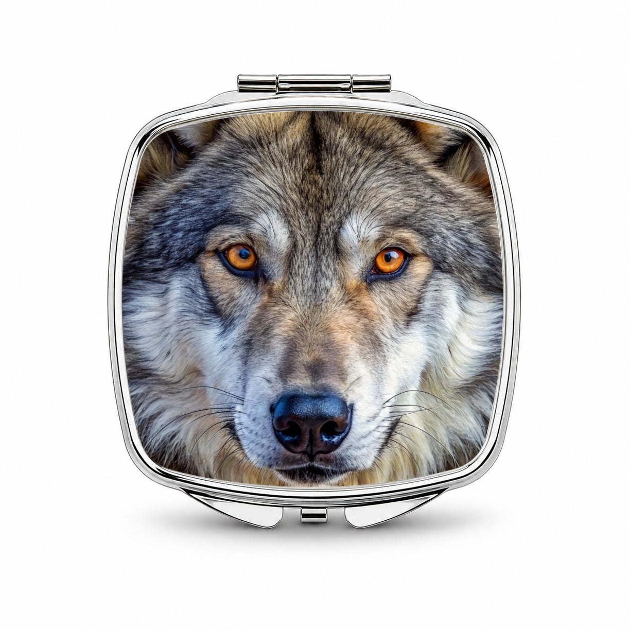 Close-up of Dire Wolf Face Small Travel Purse Handbag Pocket Makeup Compact Mirror