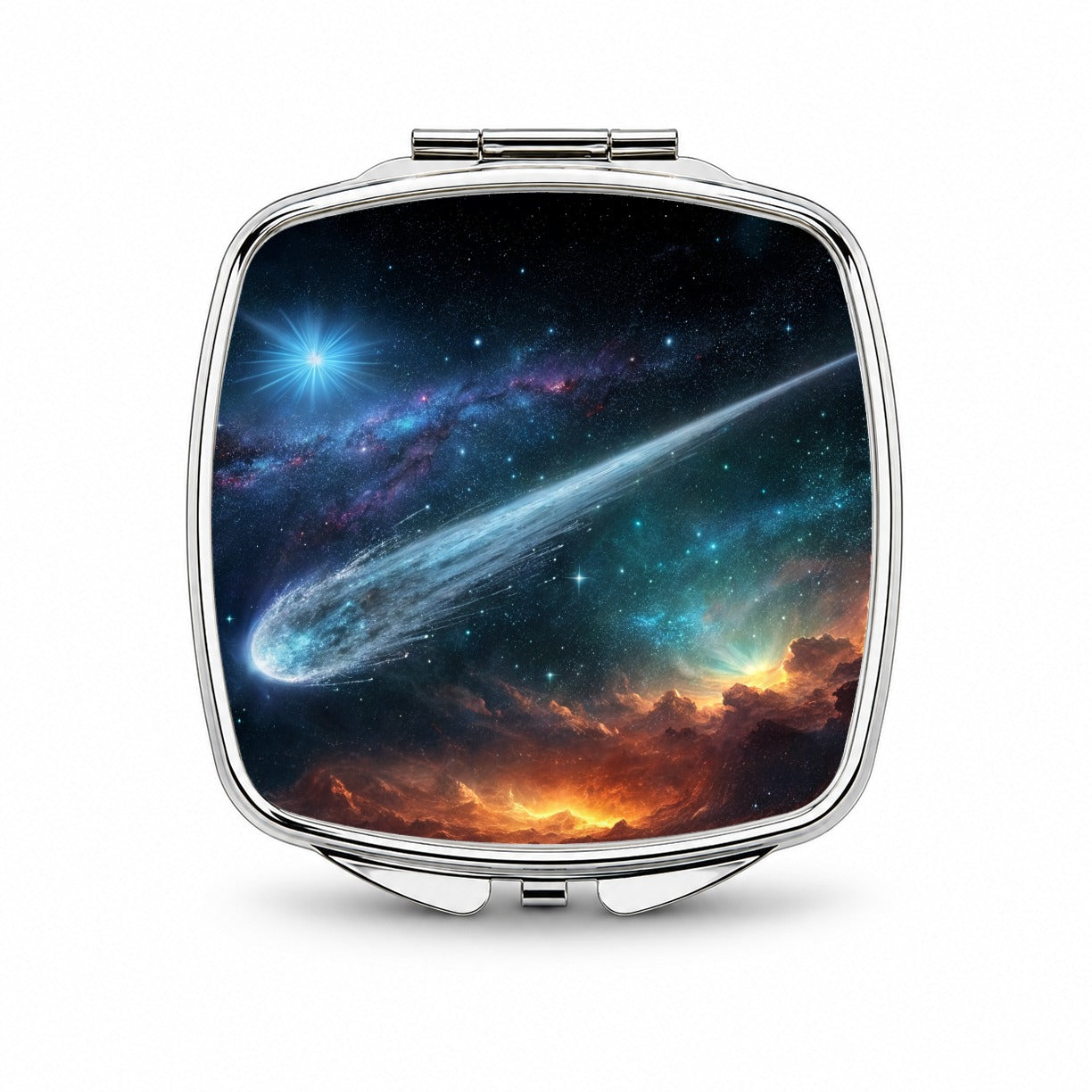 Comet Moving Through Space Small Travel Purse Handbag Pocket Makeup Compact Mirror
