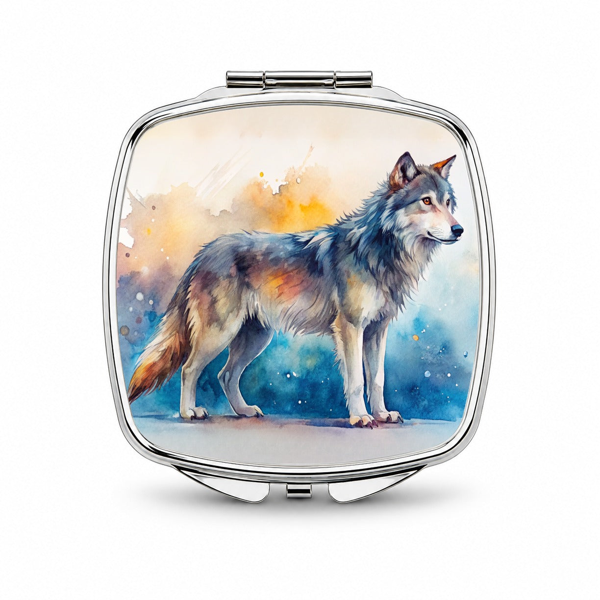 Dire Wolf Watercolor Small Travel Purse Handbag Pocket Makeup Compact Mirror