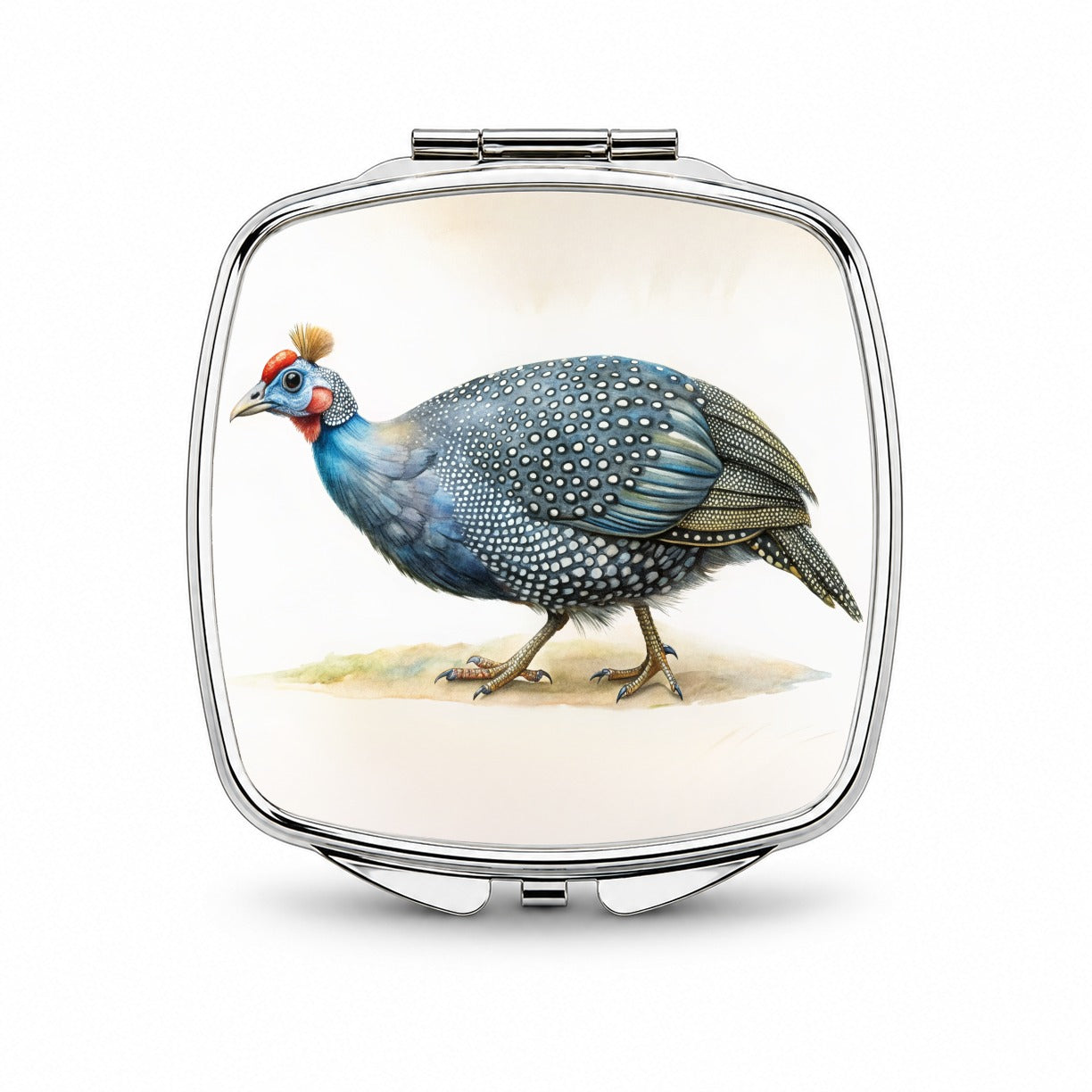 Guinea Fowl Watercolor Small Travel Purse Handbag Pocket Makeup Compact Mirror