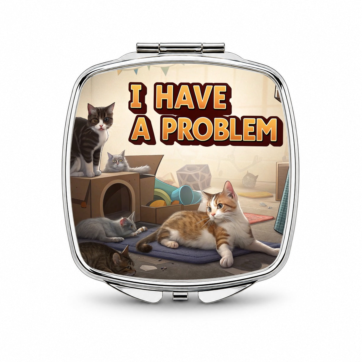 I Have A Problem Cat Hoarder Funny Small Travel Purse Handbag Pocket Makeup Compact Mirror