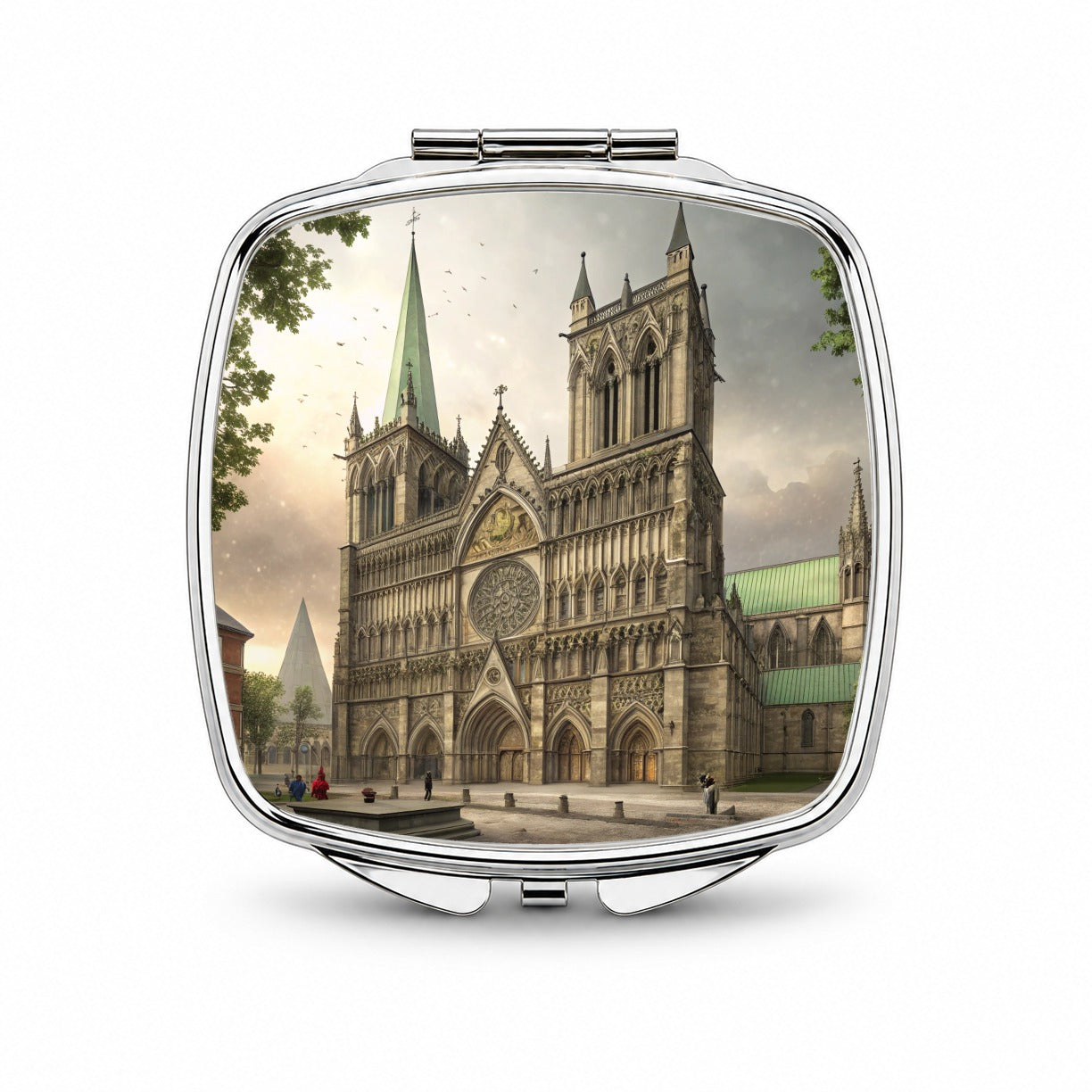 Nidaros Cathedral Church Trondheim Norway Small Travel Purse Handbag Pocket Makeup Compact Mirror
