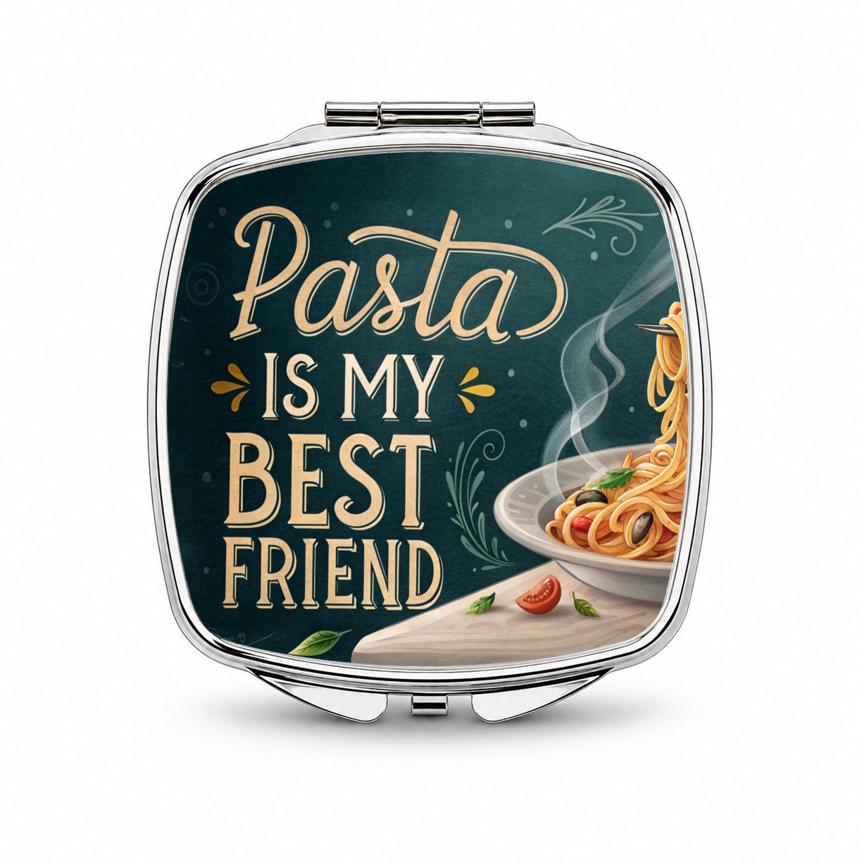 Pasta Is My Best Friend Funny Small Travel Purse Handbag Pocket Makeup Compact Mirror
