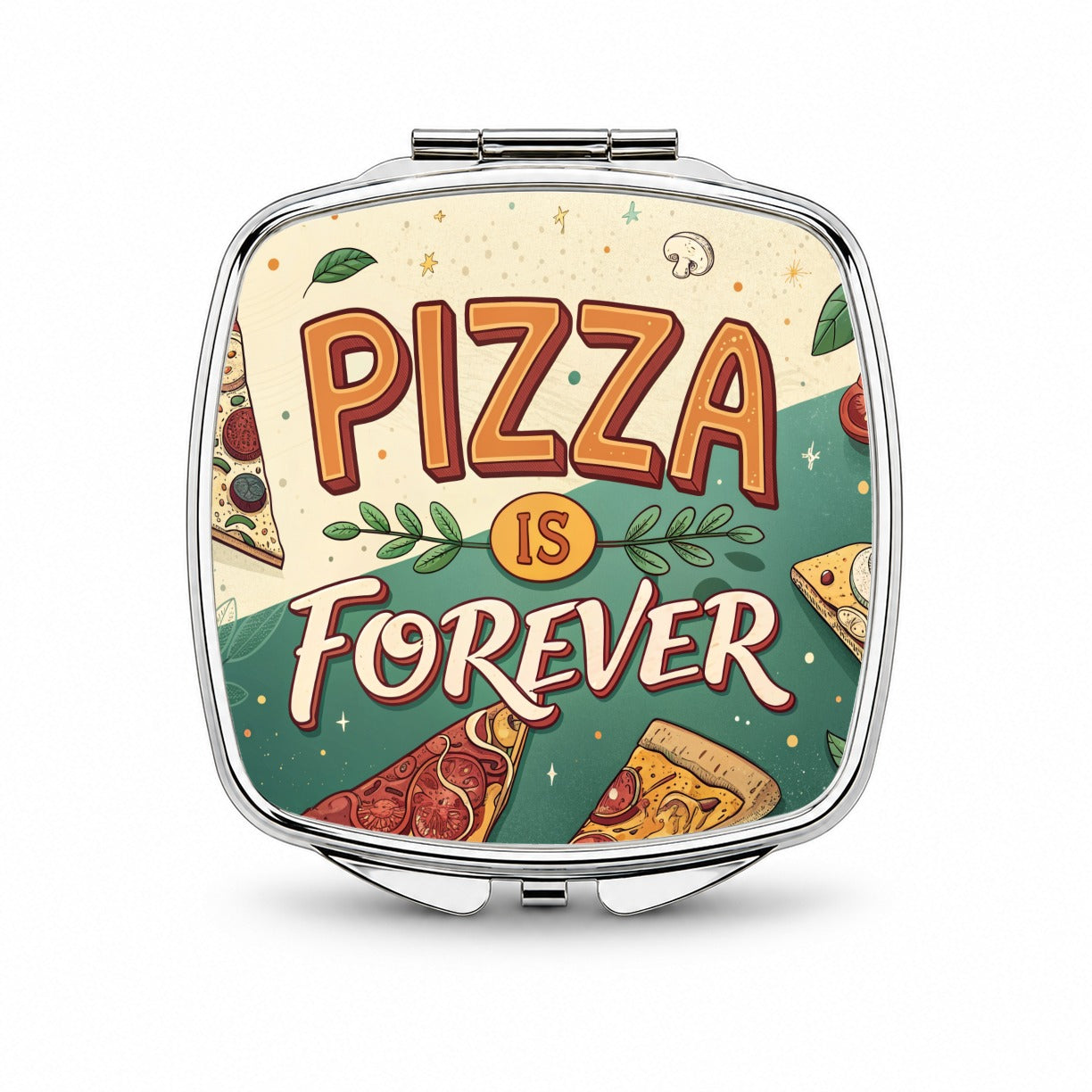 Pizza Is Forever Funny Small Travel Purse Handbag Pocket Makeup Compact Mirror