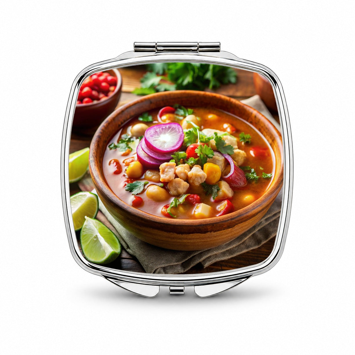 Pozole Posole Traditional Mexican Stew Small Travel Purse Handbag Pocket Makeup Compact Mirror