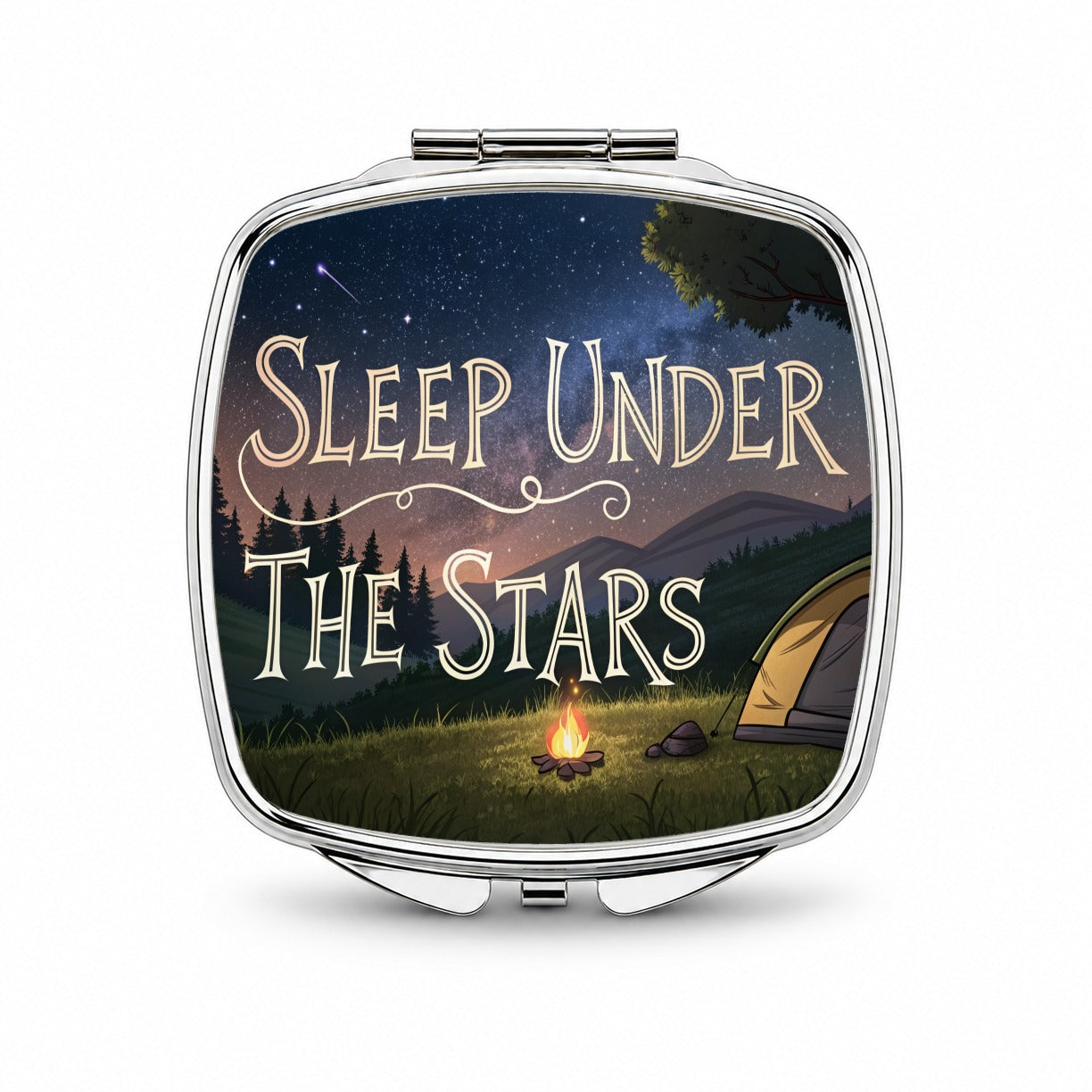 Sleep Under The Stars Camping Camper Small Travel Purse Handbag Pocket Makeup Compact Mirror