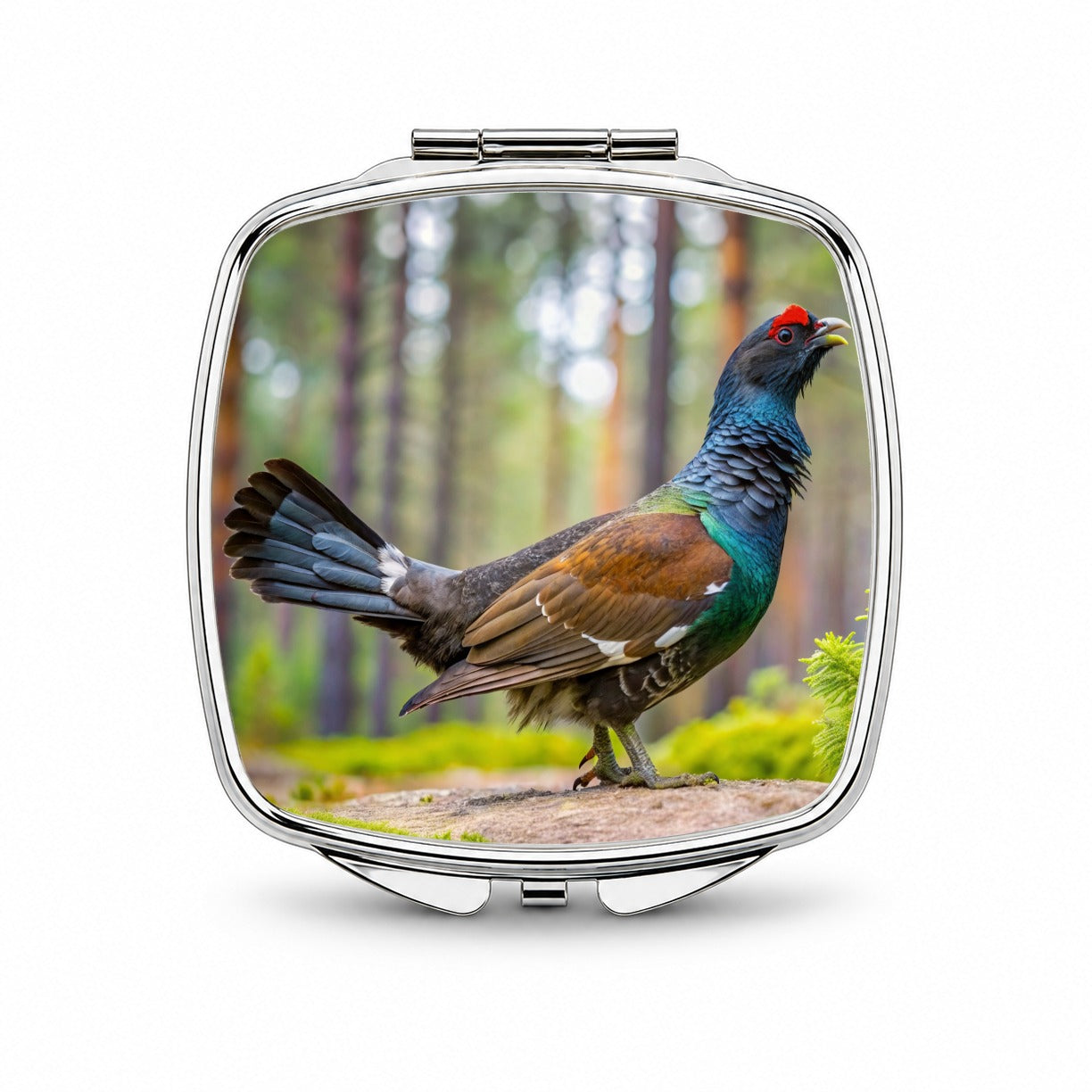 Western Capercaillie Wood Grouse Bird Small Travel Purse Handbag Pocket Makeup Compact Mirror