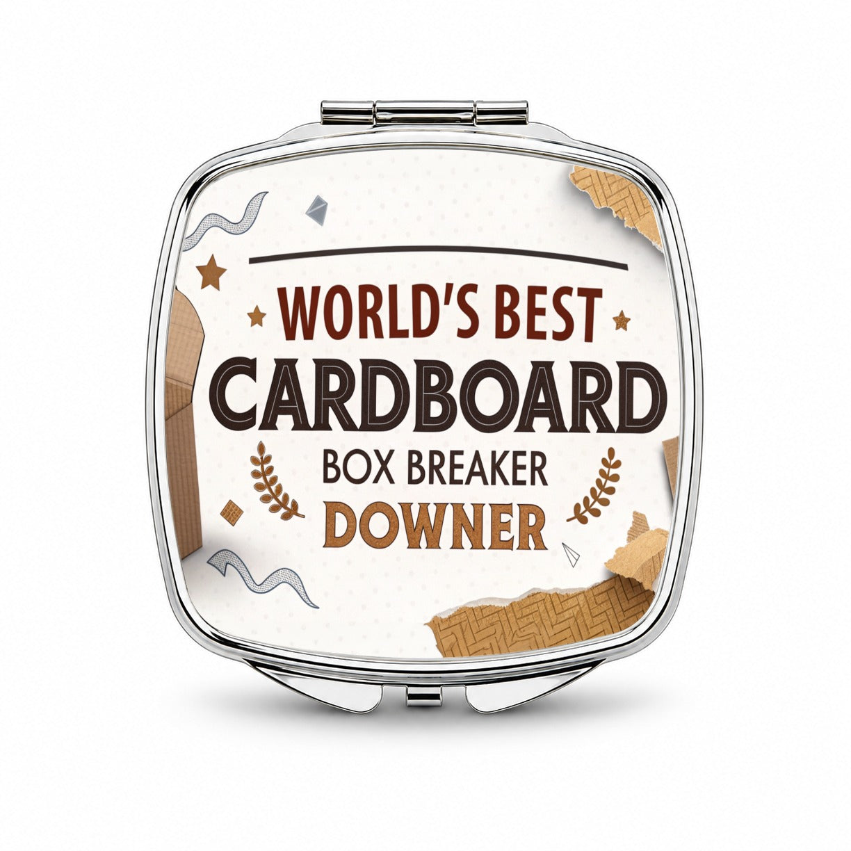 World's Best Cardboard Box Breaker Downer Funny Small Travel Purse Handbag Pocket Makeup Compact Mirror