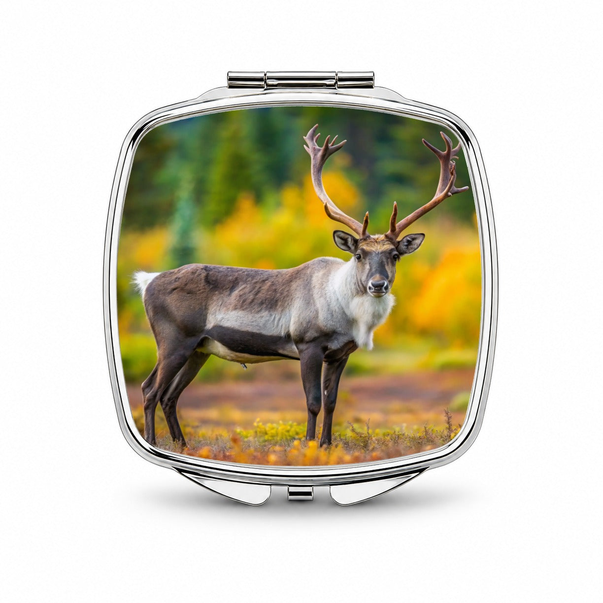 Caribou Deer Reindeer Photo Small Travel Purse Handbag Pocket Makeup Compact Mirror
