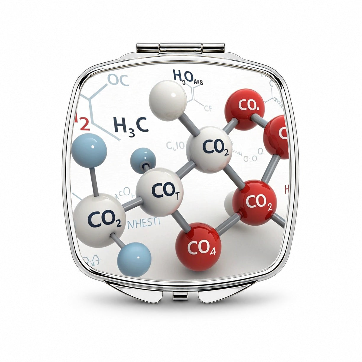 Chemistry Lab Molecules Fun Illustration Small Travel Purse Handbag Pocket Makeup Compact Mirror