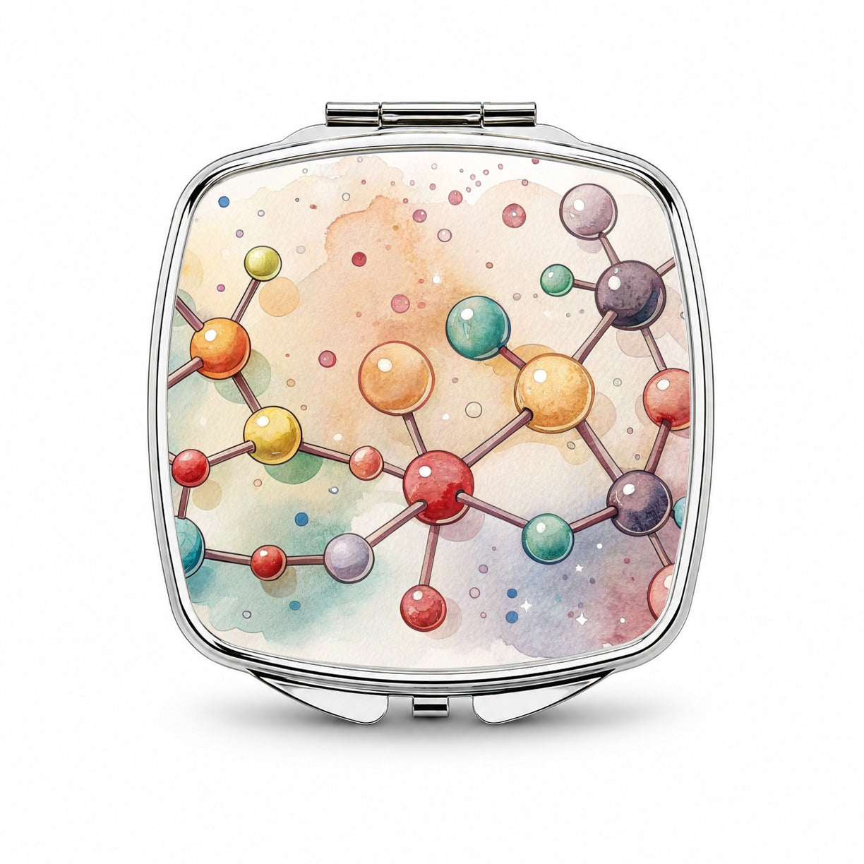 Chemistry Molecules Watercolor Small Travel Purse Handbag Pocket Makeup Compact Mirror